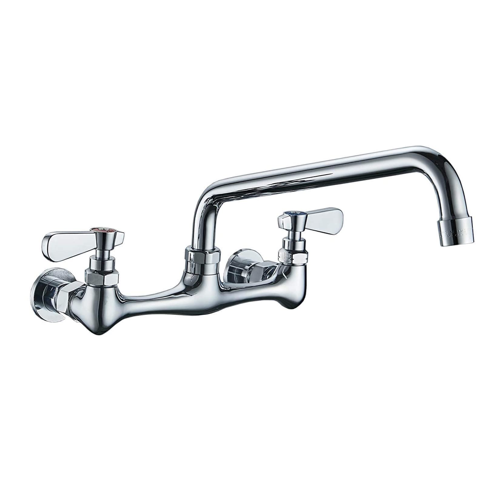 8 Inch Wall Mount Commercial Kitchen Sink Faucet - Double Handle Bar Laundry Utility Faucet with Swivel Spout, Chrome Mixer Tap for Restaurants, Bars & Home Kitchens