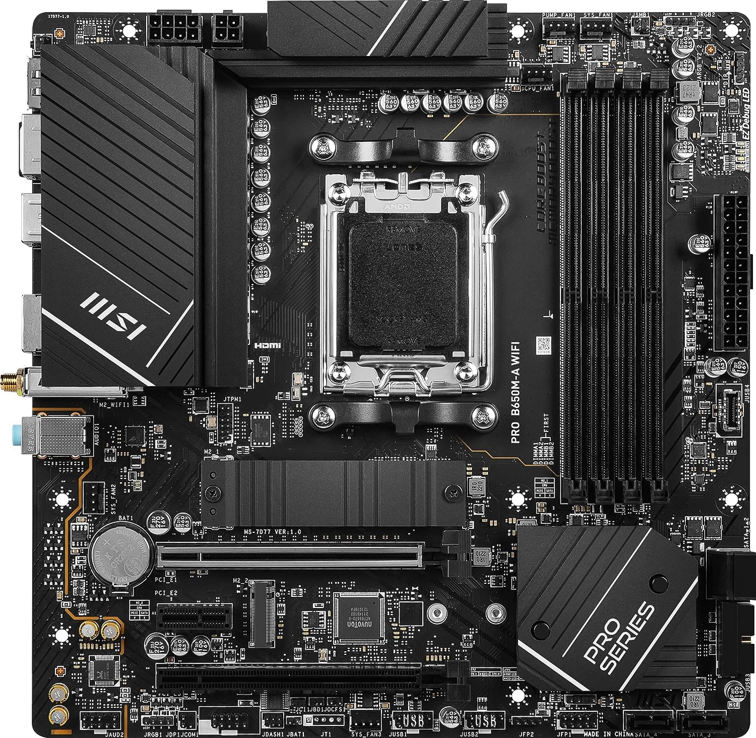 AMD Ryzen 5 7600X CPU & MSI PRO B650M-A WiFi Motherboard Bundle - AM5 Socket, mATX, DDR5, M.2 SSD, USB 3.2 Gen 2, Wi-Fi 6E - Perfect for Gaming PC Builds & Content Creation Workstations