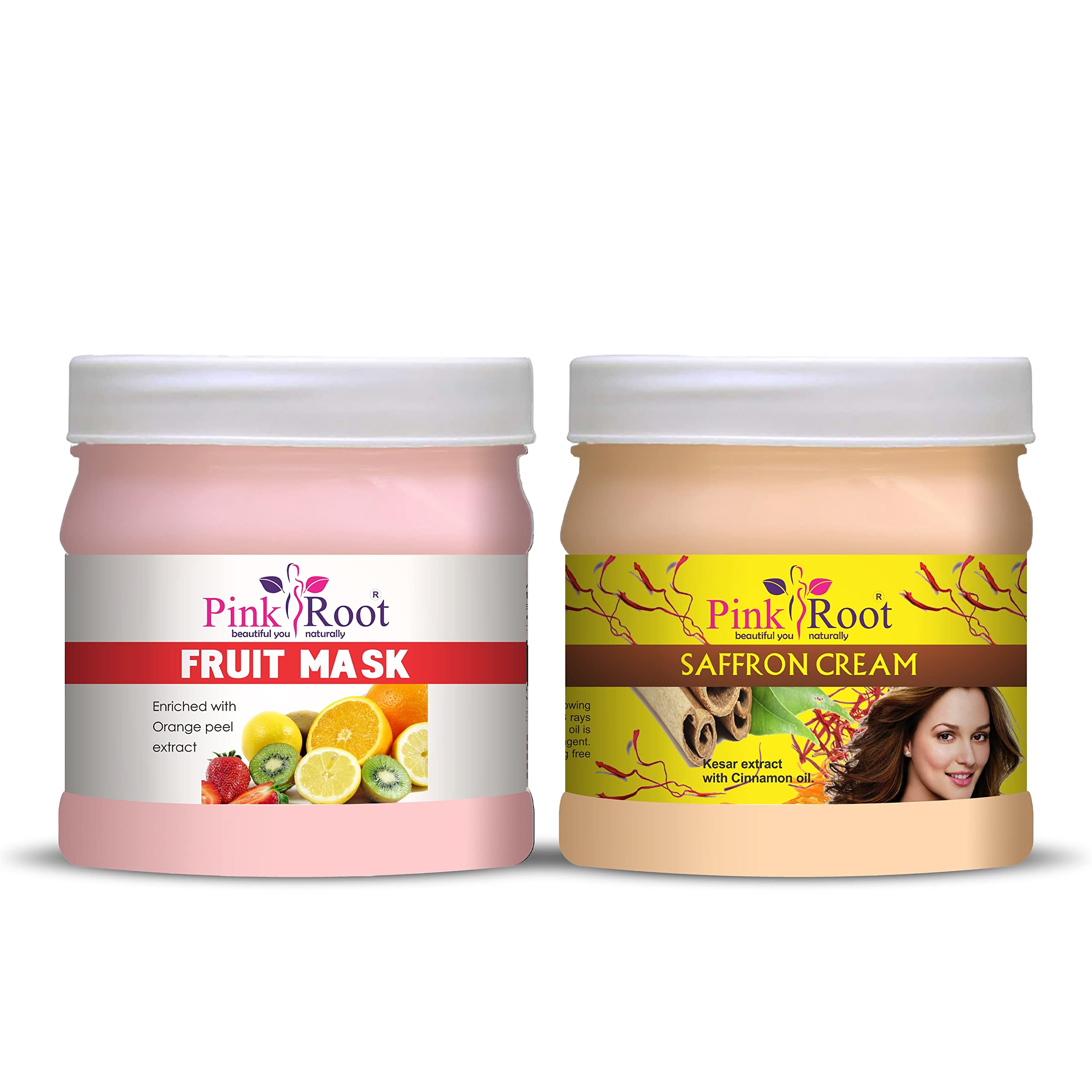 Pink Root Fruit Mask 500g with Saffron Cream 500g - Brightening & Hydrating Face Treatment for Glowing Skin | Perfect for Daily Skincare Routine & Spa Days