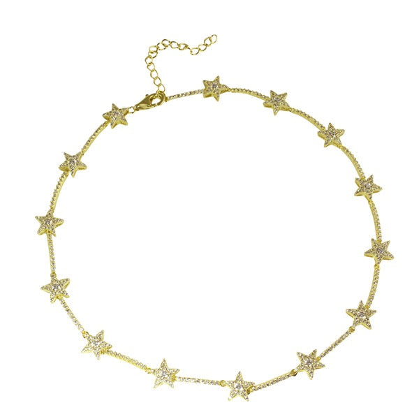Elegant CZ Star Choker Necklace for Women - Sparkling Cubic Zirconia Pendant - Perfect for Parties, Weddings & Evening Events