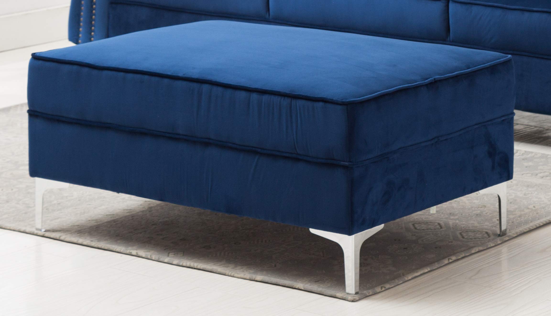 Luxury Velvet Living Room Sectional Sofa Set with Reversible Ottoman - 104