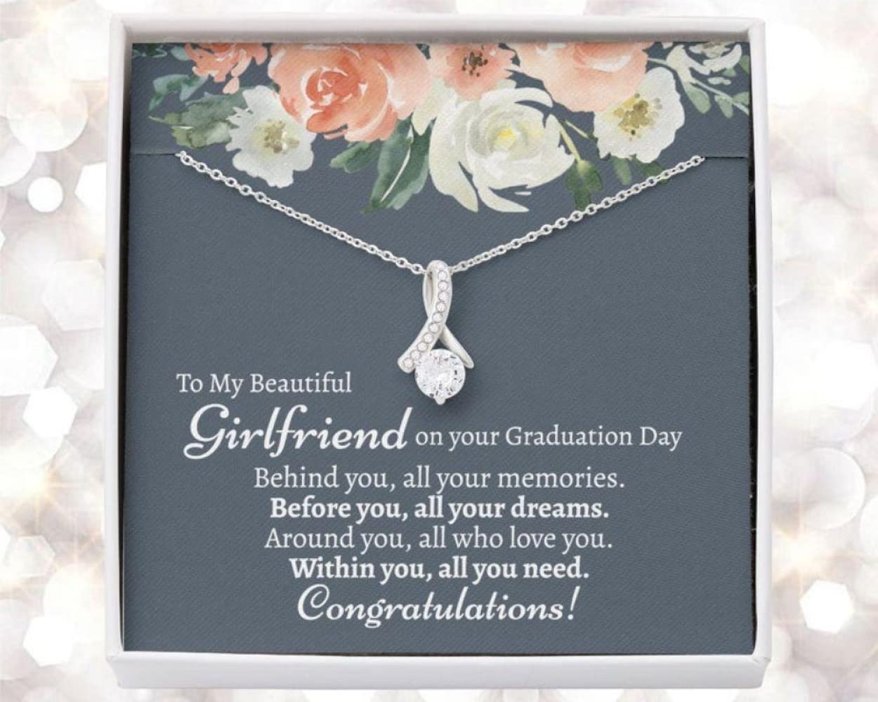 Girlfriend Graduation Necklace - Sterling Silver Jewelry Gift for College Graduation, Birthday & Special Occasions | Perfect Graduation 2022 Gift with Gift Card & Standard Box | Ideal for Commencement Ceremonies, Anniversary Celebrations and Romantic Surprises