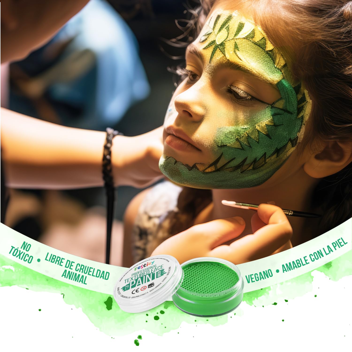 Festive Face Paint for Kids - 20g with Sponge | Safe & Skin-Friendly Carnival Makeup 2024 | Covers 30+ Faces | EN 71-3 & Reach Certified | Perfect for Halloween, Birthday Parties & Costume Events