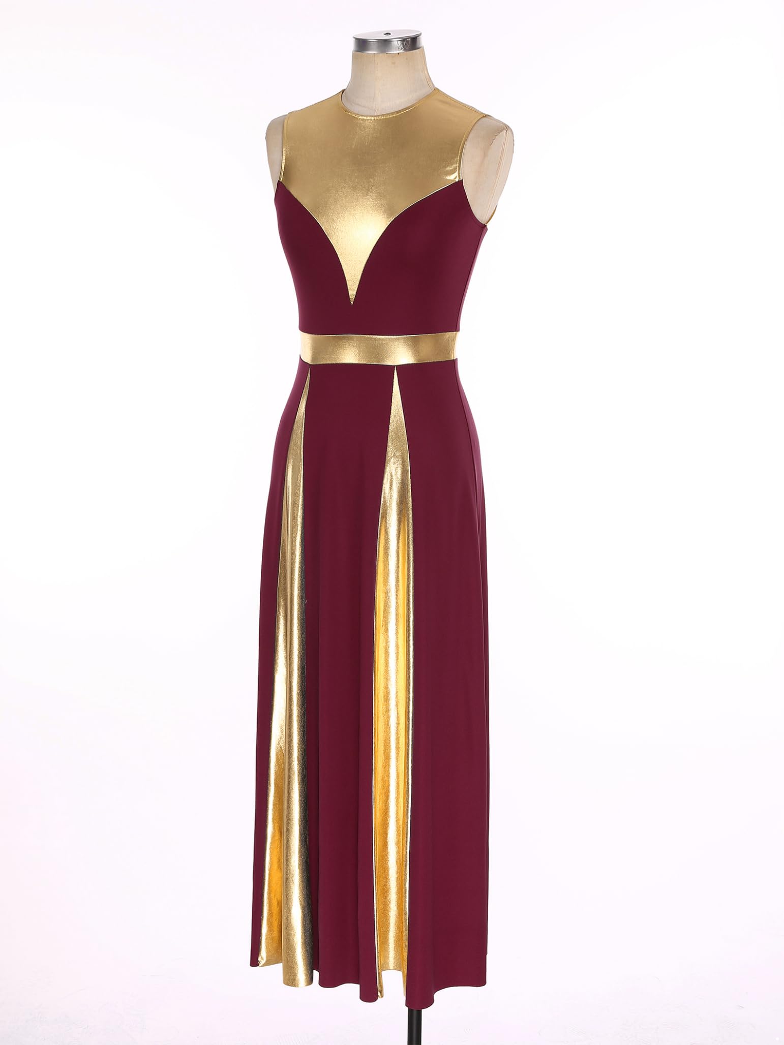 Women's Sleeveless Metallic Praise Dance Dress - Lyrical Worship Costume, Liturgical Robe Tunic for Church Performances & Spiritual Gatherings