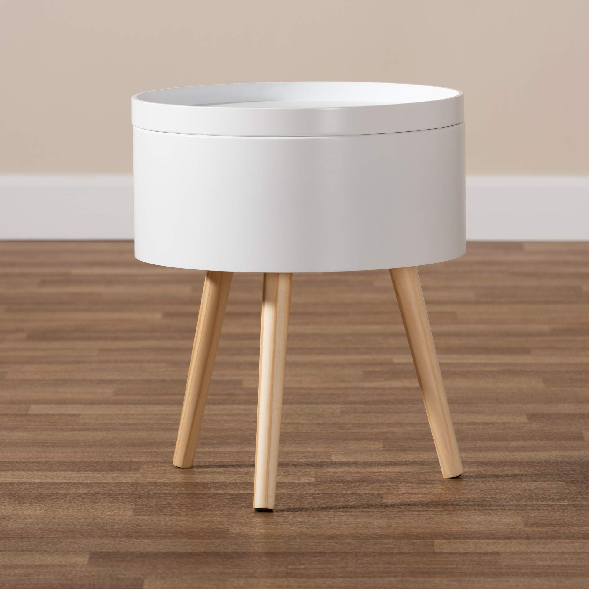 Baxton Studio Modern Nightstand - White Bedside Table with Drawer for Bedroom Furniture - Perfect for Small Spaces, Apartments & Guest Rooms