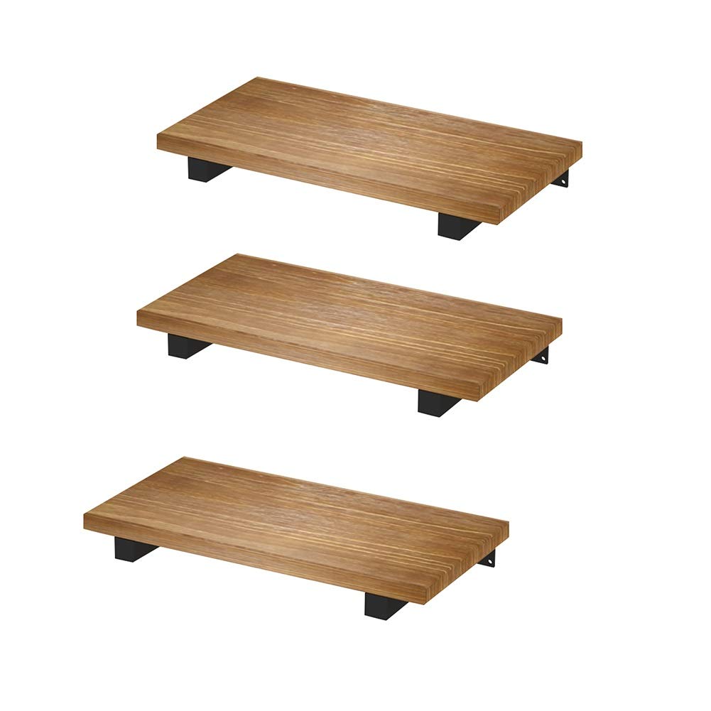 XXIOJUN 25cm Wide Solid Wood Bathroom Shelves - Wall-Mounted Shower Organizer for Bathroom & Kitchen Storage (3 Styles, 2 Sizes) - Natural Wood Finish - Perfect for Organizing Toiletries, Spices & Kitchen Essentials
