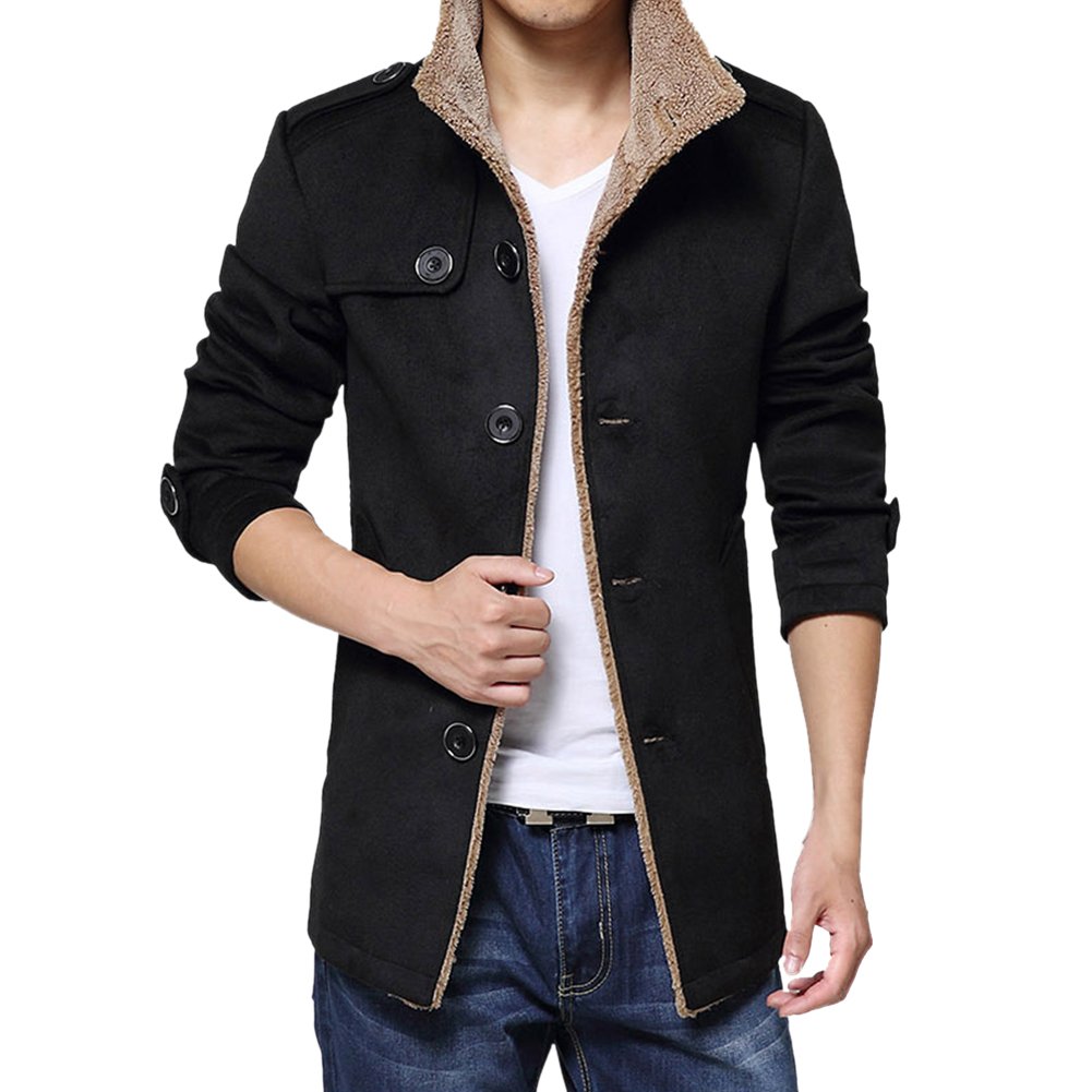 Korean Men's Thick Slim Fit Casual Wool Blend Jacket with Lapel - Winter Warm Coat for Business & Outdoors (Sizes L-4XL) | Perfect for Office, Dating & Travel