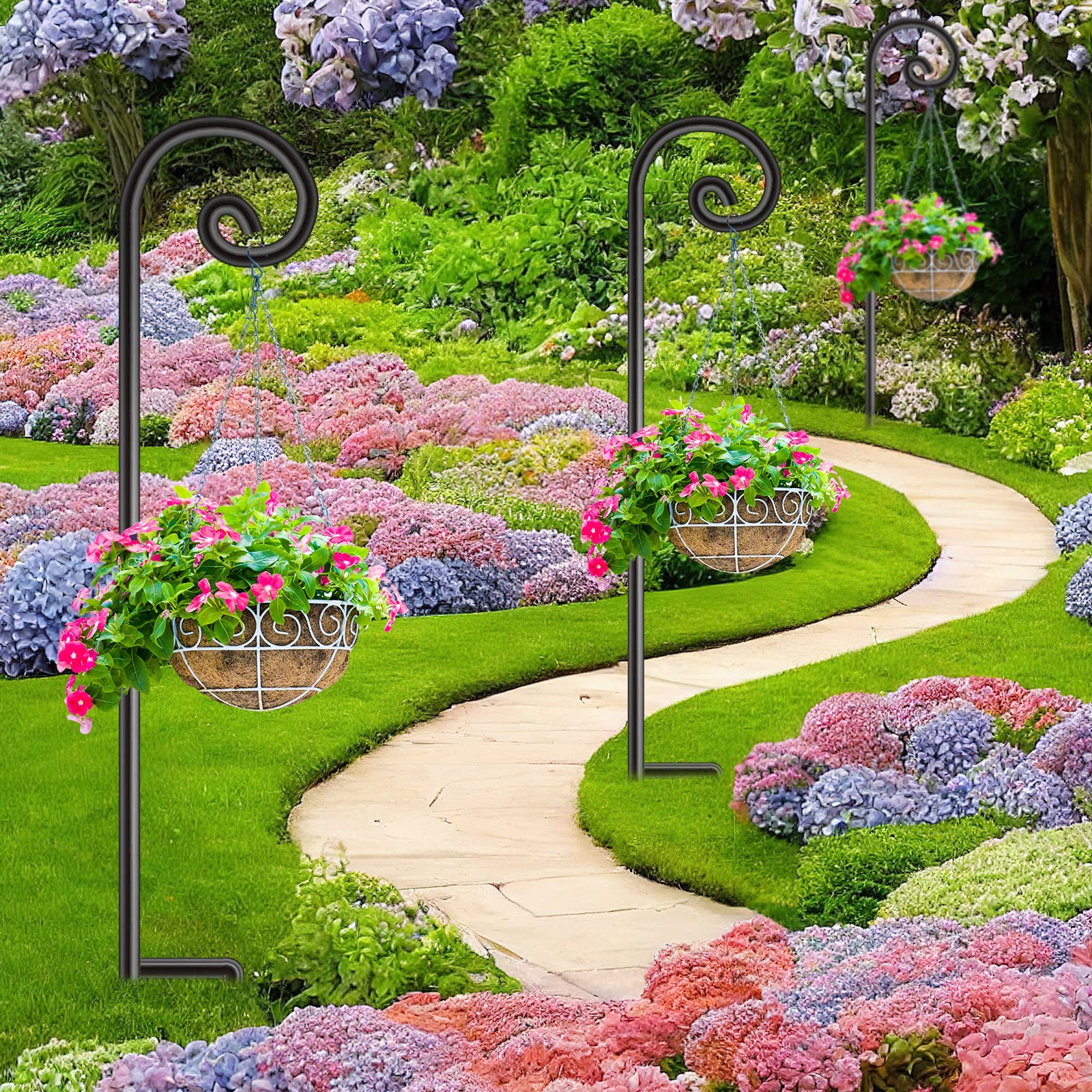 20 Pack 35 Inch Shepherd Hooks - 1/3 Inch Thick Iron Curled Hooks for Hanging Bird Feeders, Plant Hangers, Flower Baskets, Lanterns - Perfect for Garden, Patio, Wedding Decor, Spring & Summer Outdoor Decorations