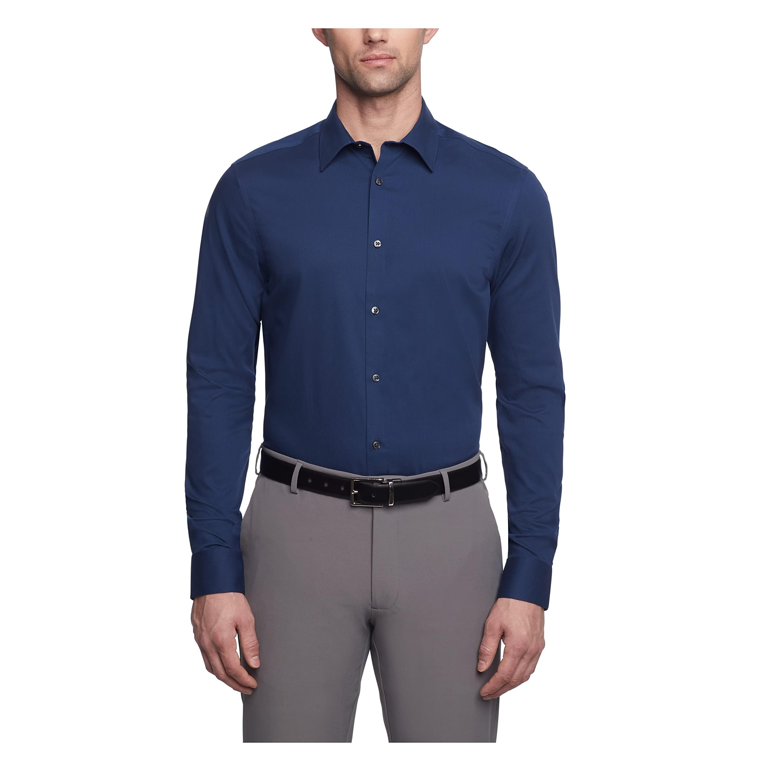 Calvin Klein Slim Fit Non-Iron Solid Dress Shirts for Men | Business Casual & Office Wear | Wrinkle-Free Formal Shirts for Work & Special Occasions