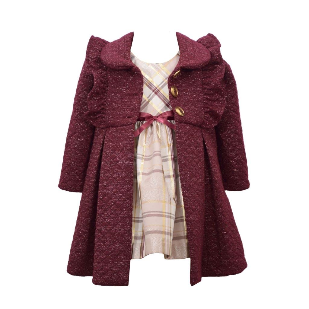 Bonnie Jean Girls Christmas Dress and Coat Set - Holiday Party Outfit for Baby, Toddler & Little Girls - Perfect for Christmas Photos, Church & Family Gatherings