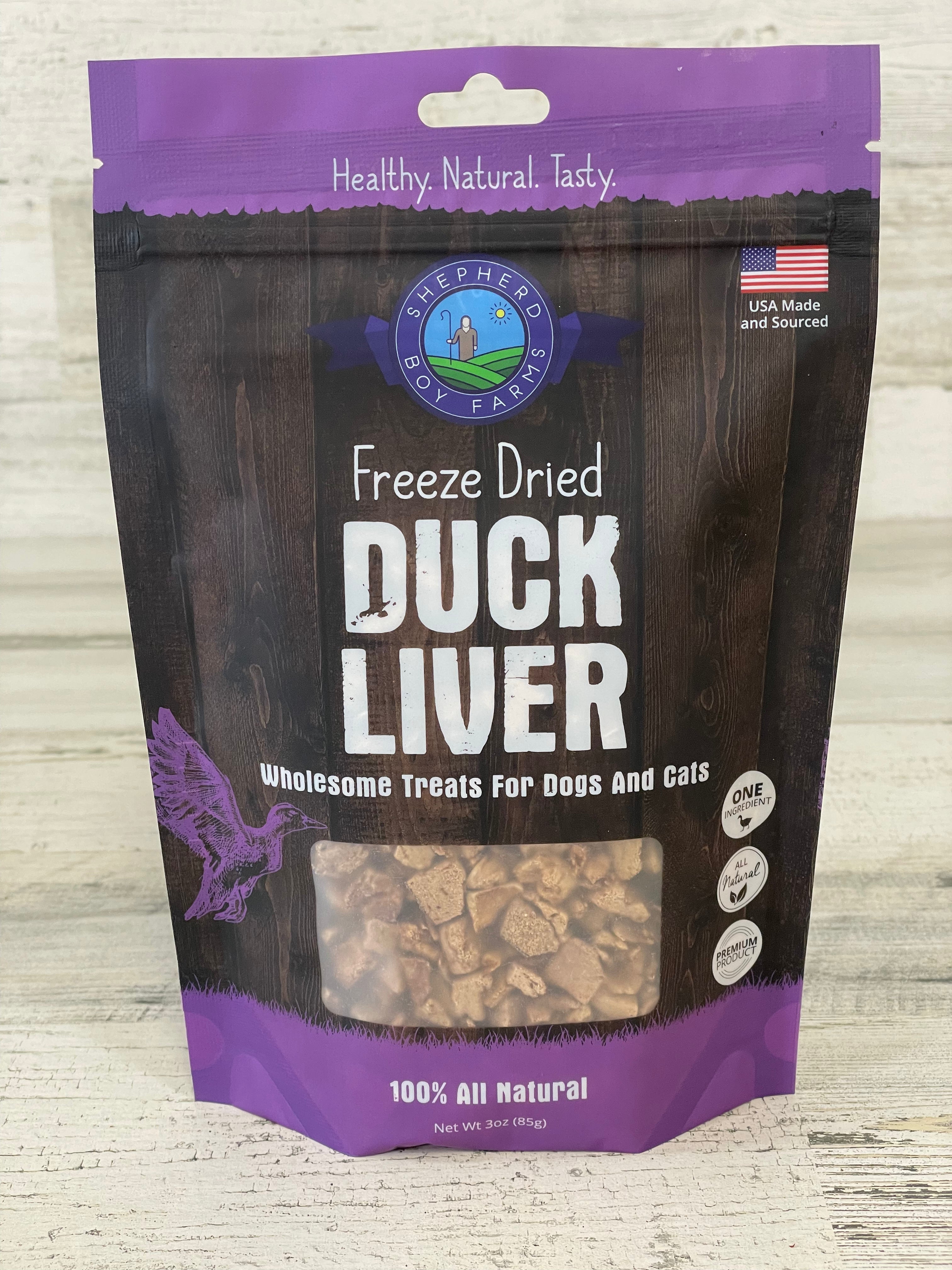 Premium Freeze-Dried Duck Liver Dog Treats by Shepherd Boy Farms - 3oz | Grain-Free, All-Natural Training Rewards & High-Protein Snacks for Dogs | Perfect for Training, Rewards & On-the-Go Treats