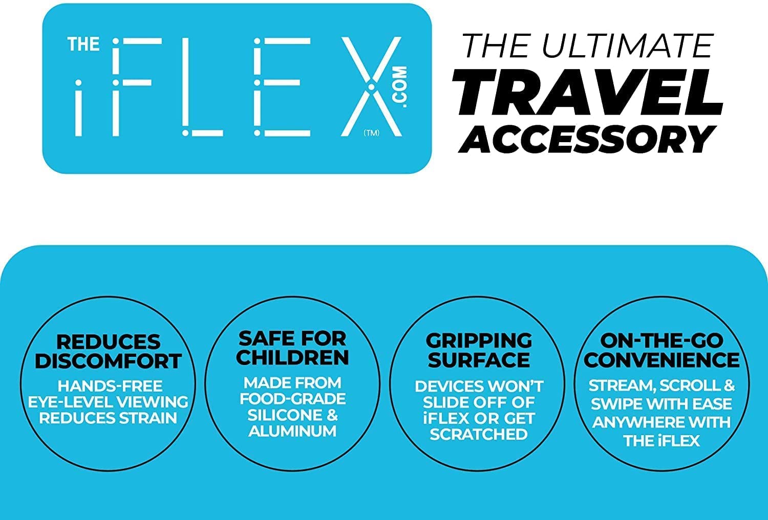 iFLEX Adjustable Cell Phone Stand & Tablet Holder - Flexible Phone Stand for iPhone, iPad, Samsung - Perfect for Video Calls, Watching Videos, Reading & Desk Work (Sky Blue, 2-Pack) | Home Office, Bedside, Kitchen & Travel Use