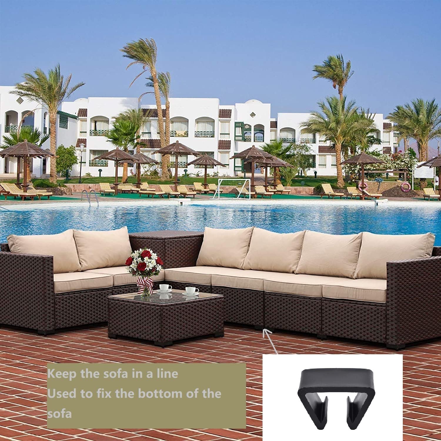 10 Pack Patio Outdoor Sectional Rattan Wicker Sofa Connector Clips - 1.61 Inch Tube Width Fasteners - Durable Furniture Hardware for Garden, Deck & Backyard Sectional Sofa Assembly