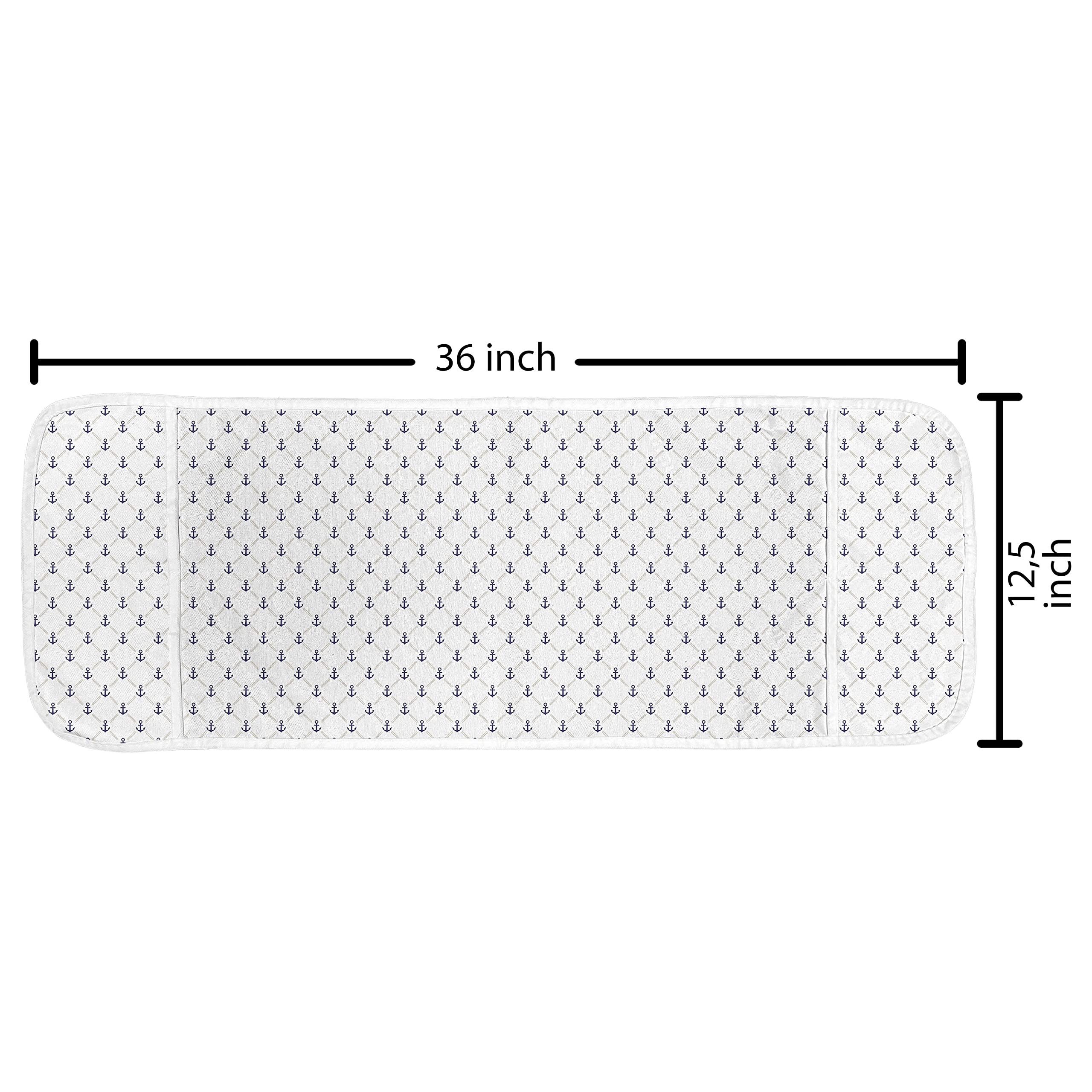 Ambesonne Anchor Microwave Cover – Yacht & Cruise Sailing Themed Checkered Pattern, Water-Resistant Kitchen Organizer with Pockets, 36 x 12 Inches, Navy Blue & White – Perfect for Nautical-Themed Kitchens & Boat Galley Decor