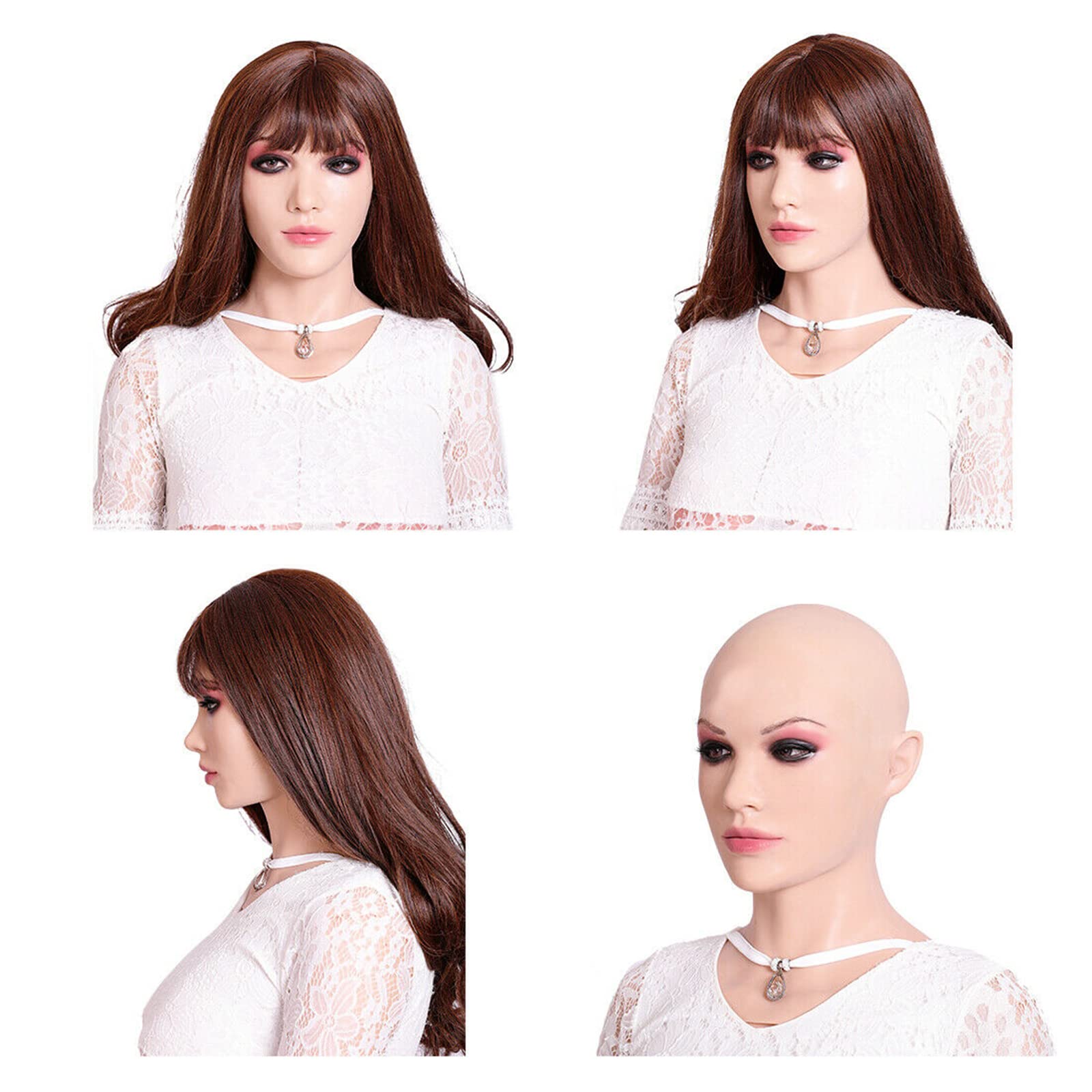 EQAIWUJIE Realistic Crossdressing Fake Face Mask for Transgender Halloween Cosplay - Perfect for Costume Parties, Drag Shows & Gender Transformation