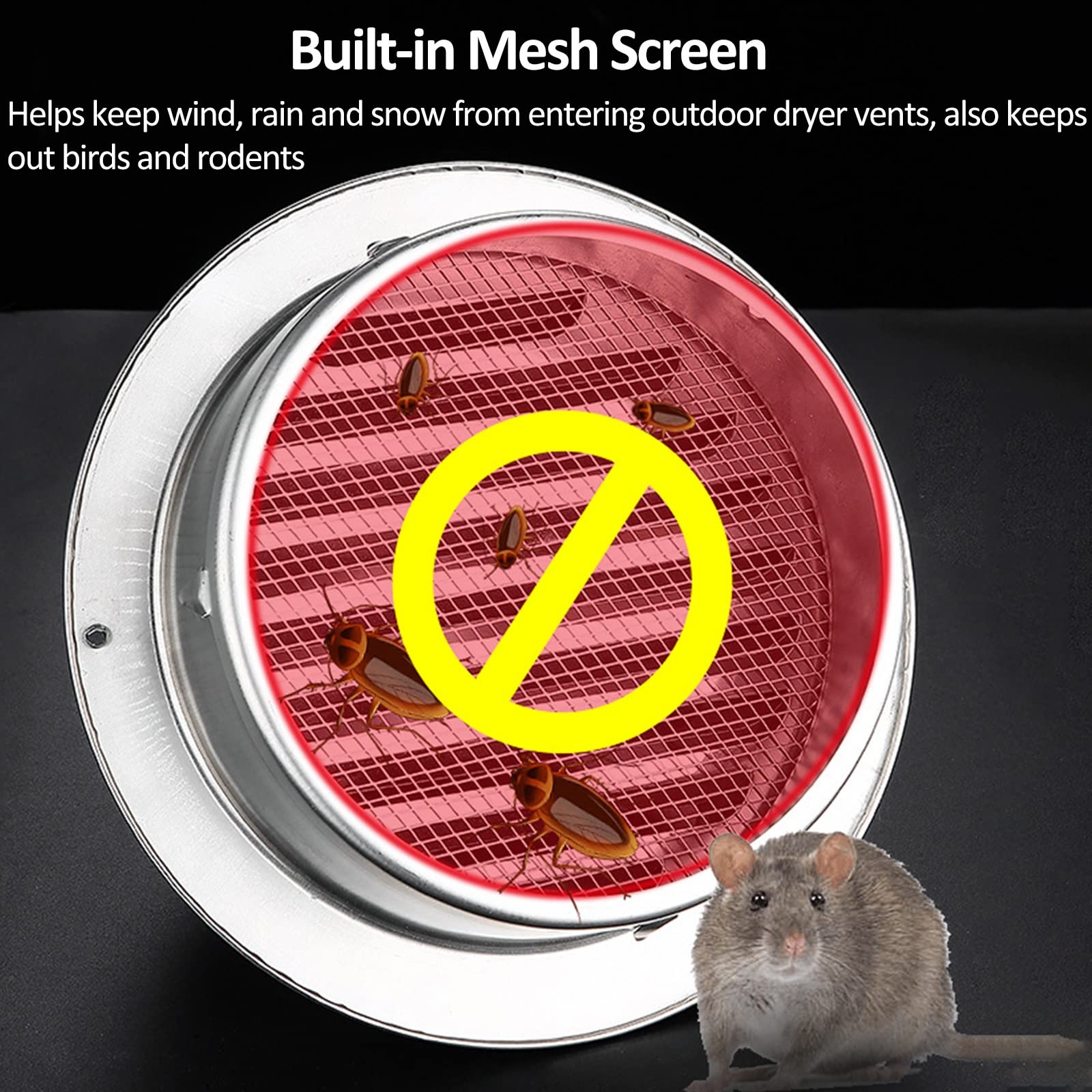 MBROS Stainless Steel Round Wall Vent Cover - 3/4/5/6/7/10/12 Inch Exterior Air Vent for Chicken Coop, Bathroom Exhaust & Ceiling Ventilation (115mm/4.52in) - Durable Outdoor & Indoor Airflow Solution for Homes, Farms & Commercial Spaces