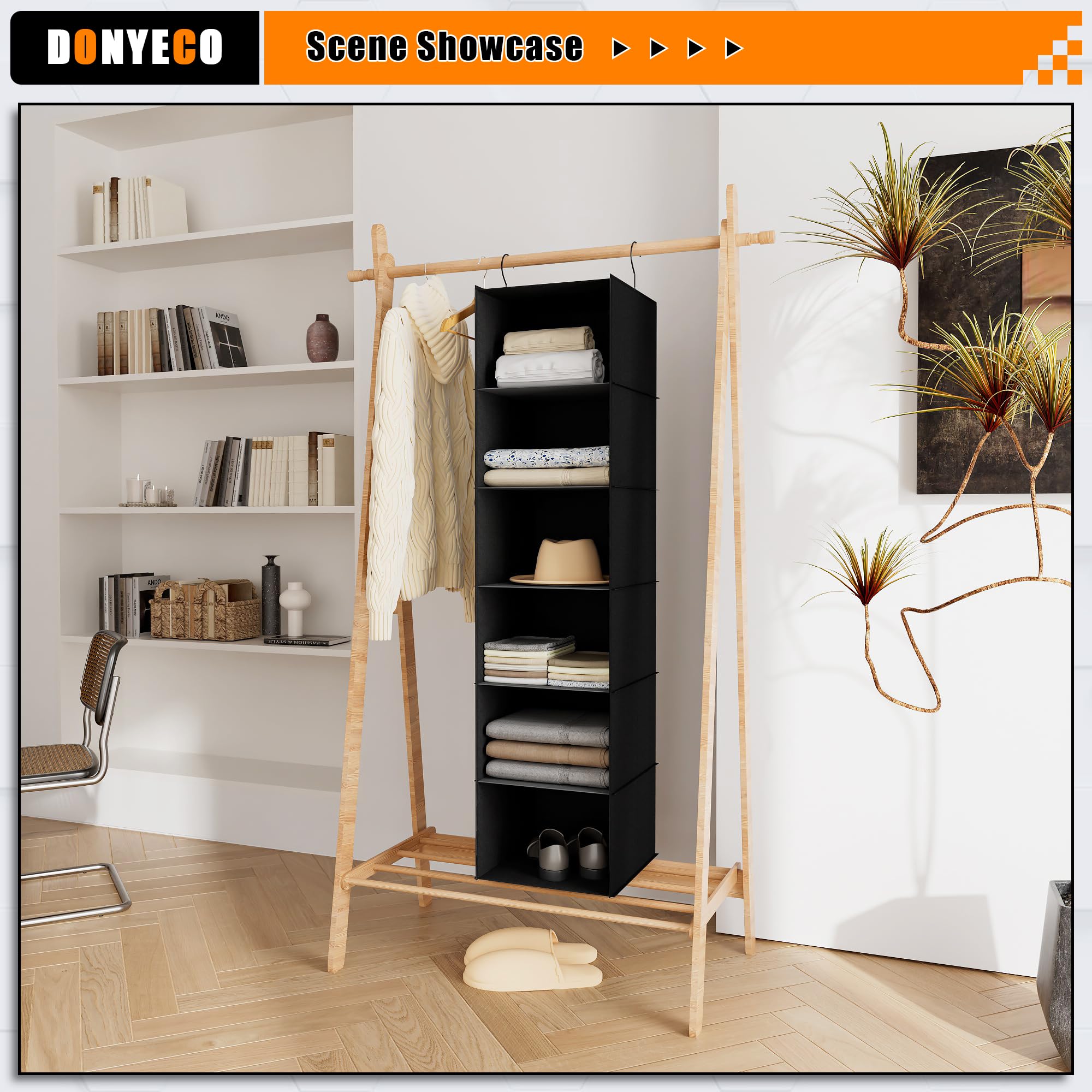 6-Shelf Hanging Closet Organizer for RV, Wardrobe & Nursery - Space Saving Storage Solution for Clothes, Toys & Camper Accessories - Perfect for Small Spaces, Baby Rooms & Travel Organization