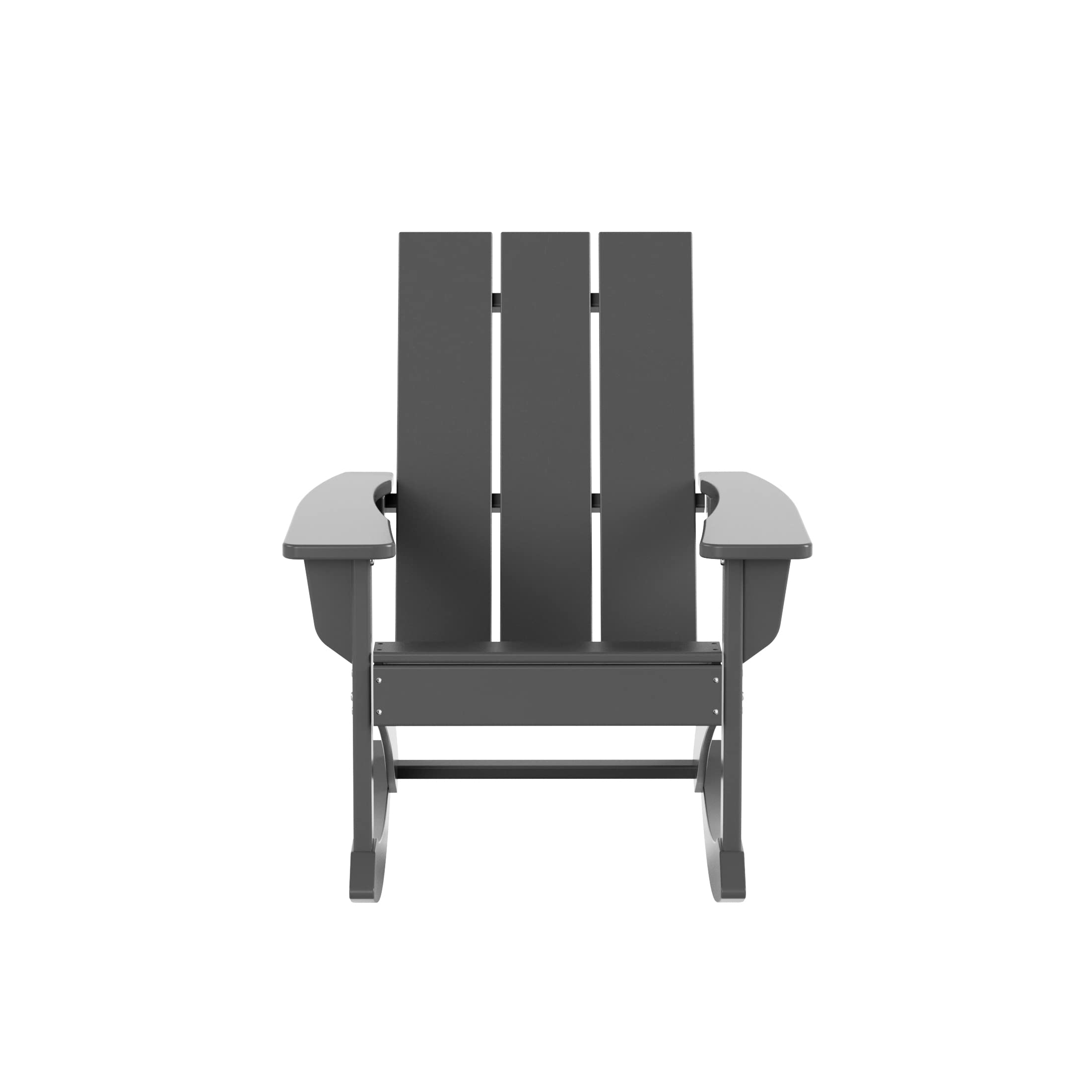 Modern Outdoor HDPE Rocking Chair - UV & Weather Resistant Patio Furniture for Garden, Porch, Deck - Comfortable Grey Lounge Chair for Relaxing in Backyard or Poolside
