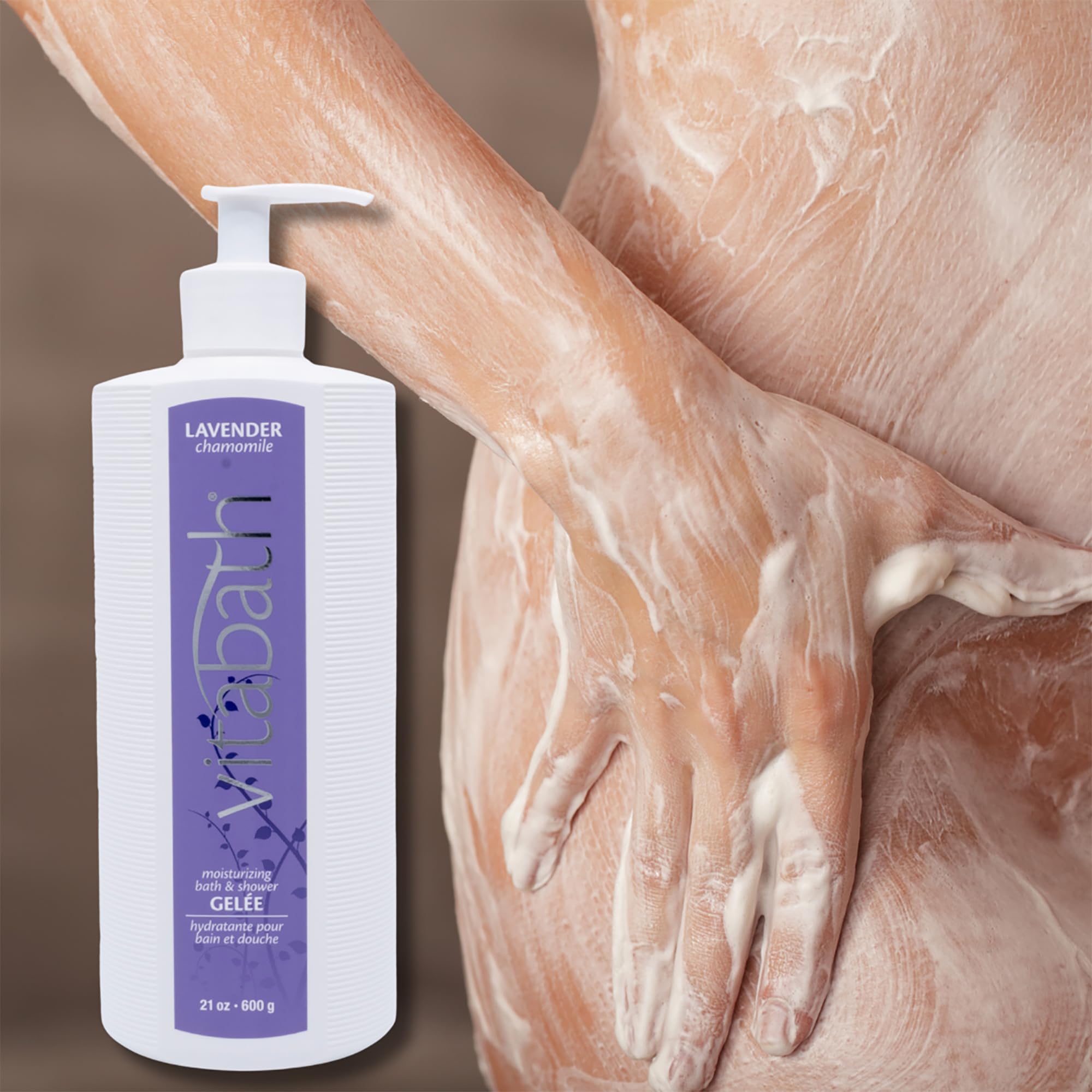 Vitabath Lavender Chamomile Moisturizing Body Wash & Shower Gel - 21 oz | Calming Hydrating Botanical Formula for Soft Skin | Relaxing Bath & Shower Experience for Stress Relief & Better Sleep