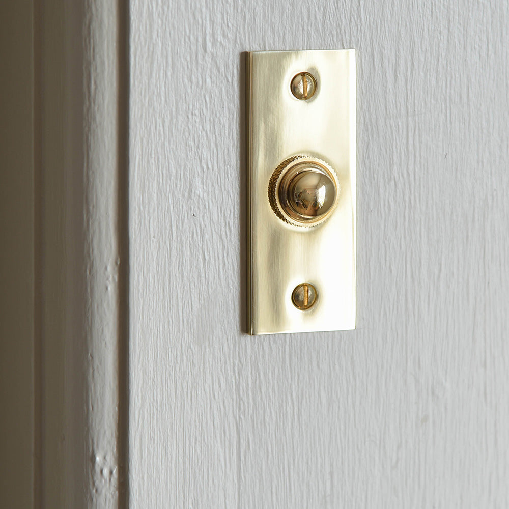 Polished Brass Rectangular Doorbell Button - Vintage Style Door Bell Push for Home & Office Entryway - Perfect for Classic and Traditional Home Decor