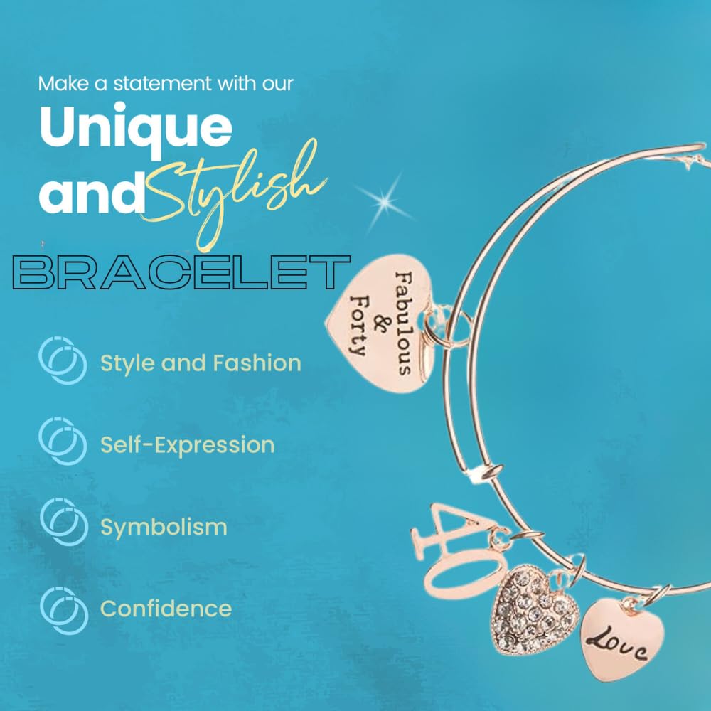 40th Birthday Gift Set for Women - Infinity Collection Expandable Charm Bracelet with Greeting Card | Thoughtful 40th Birthday Present for Wife, Daughter, Sister | Perfect for Milestone Celebrations, Anniversaries & Special Occasions