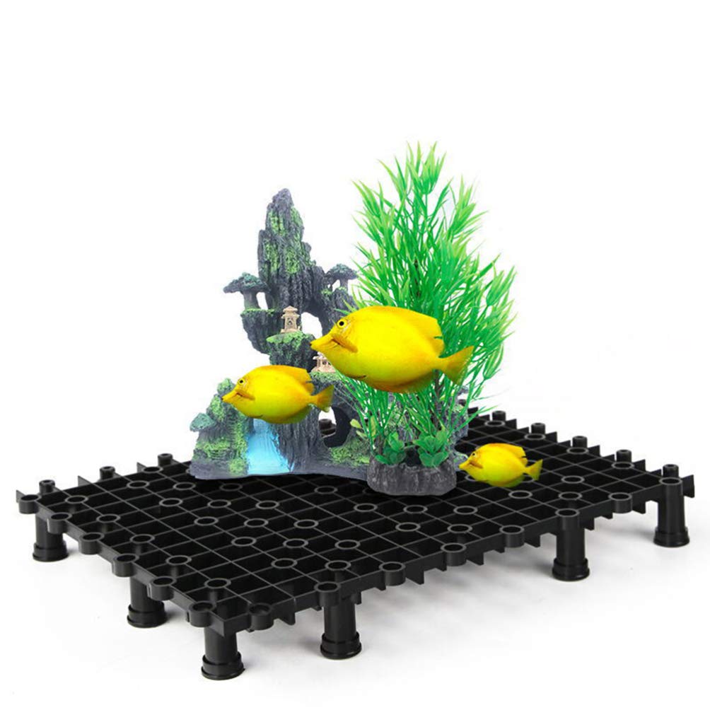 Hemobllo Aquarium Bottom Plate - PVC Fish Tank Grid Tray Divider for Mixed Breeding (5pcs, Black) | Durable Tank Stand Accessory for Aquascaping & Fish Separation