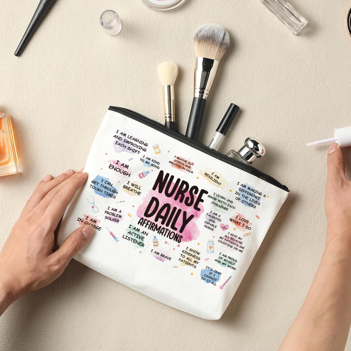 6 PCS Nurse Gift Set for Women - Makeup Bag for Nursing Appreciation, RN & Female Coworkers - Graduation & Retirement Cosmetic Travel Toiletry Bag - Perfect for Medical Professionals, Students & Healthcare Workers