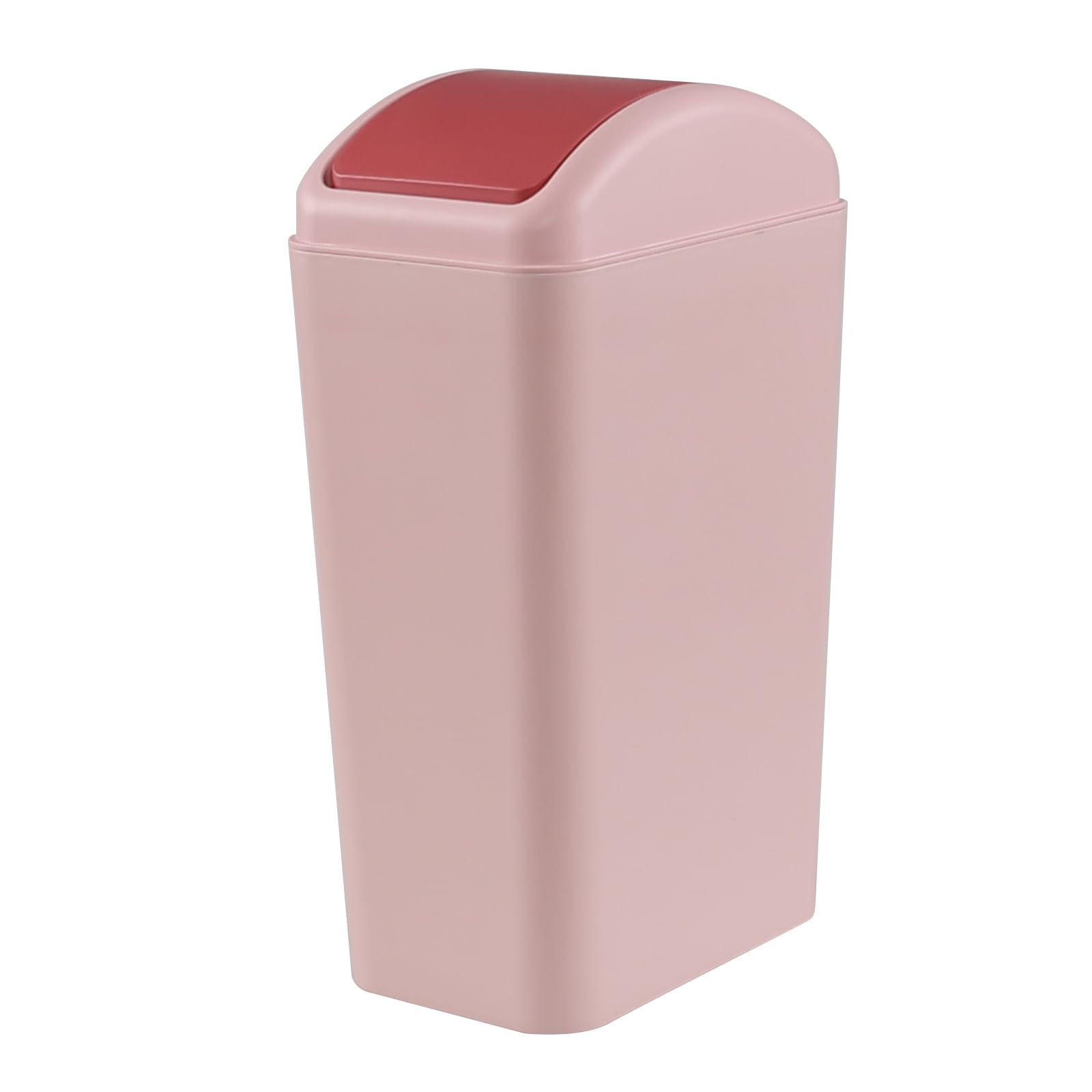 3 Gallon Swing-Top Trash Can with Lid - Durable Plastic Waste Bin in Pink - Perfect for Bathroom, Kitchen, Office & Dorm Room Organization