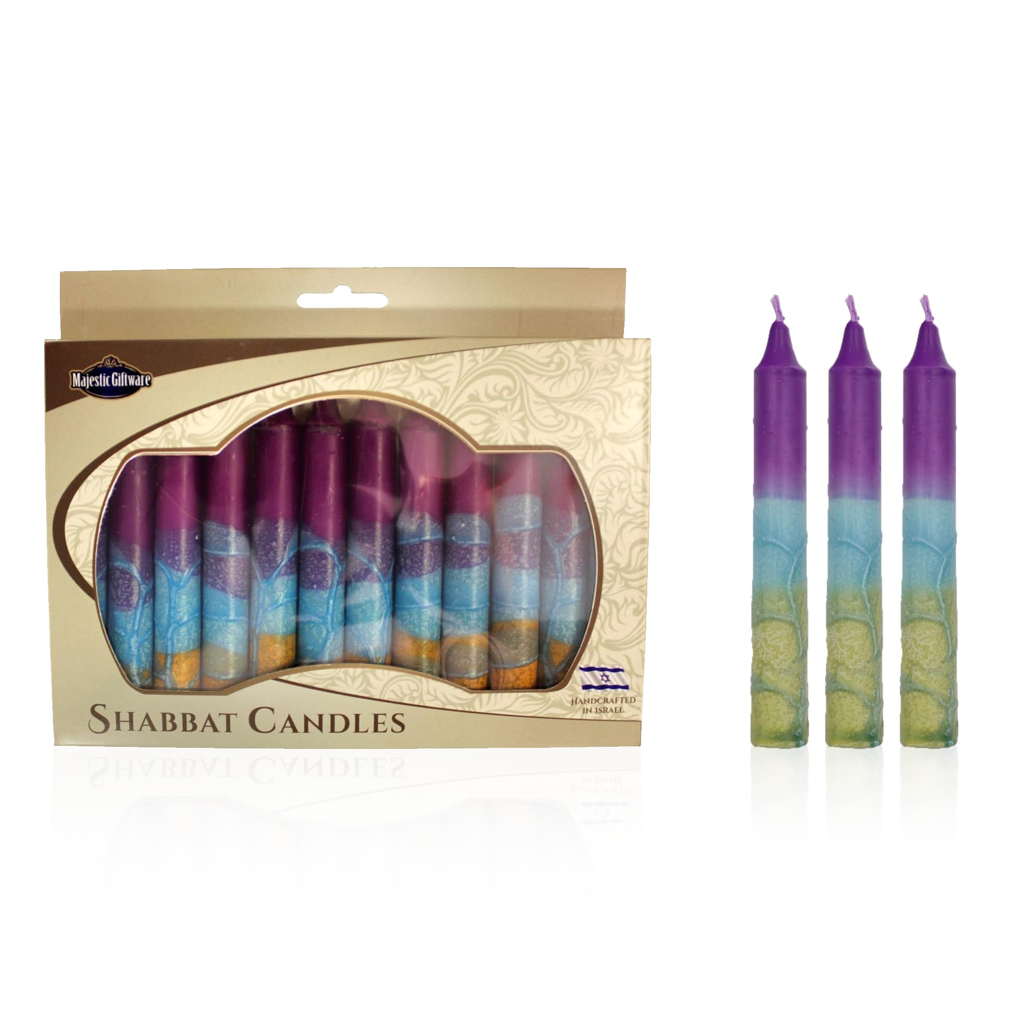 12-Pack Safed Shabbat Candles - 5 Inch Dripless Handmade Traditional Shabbos Candles for Candle Holders | Harmony Violet | Perfect for Jewish Holidays, Friday Night Dinners & Spiritual Ceremonies