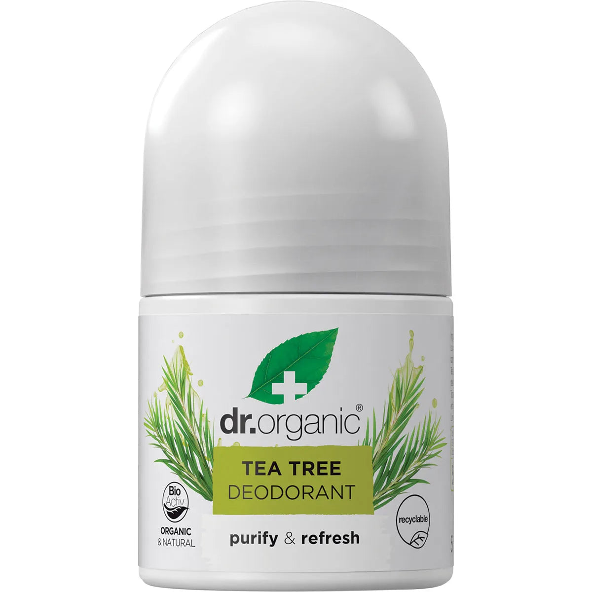 Organic Tea Tree Roll-On Deodorant by Dr Organic - Natural & Aluminum-Free for Sensitive Skin - Perfect for Gym, Travel & Daily Freshness