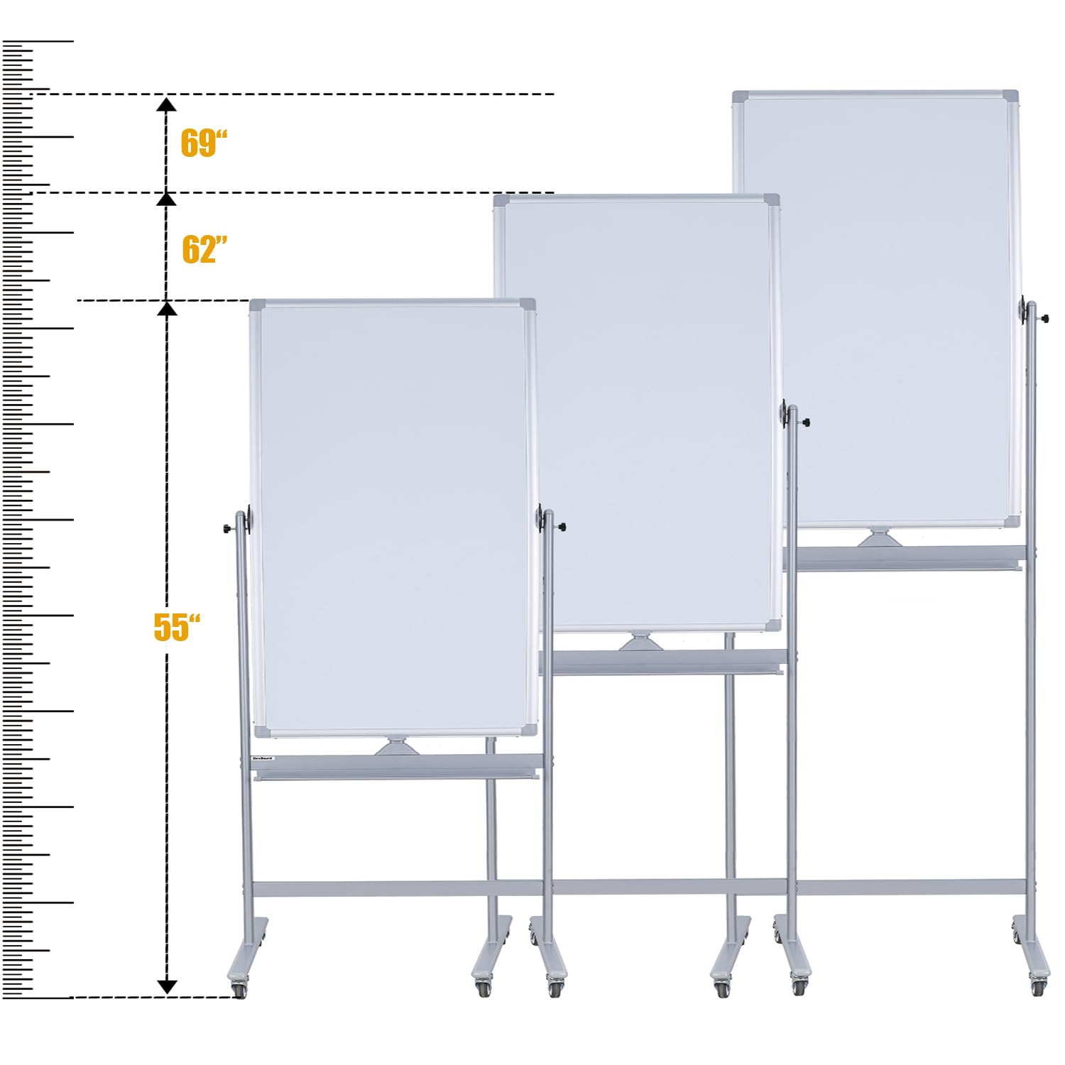 Double-Sided Magnetic Whiteboard with Wheels - 40