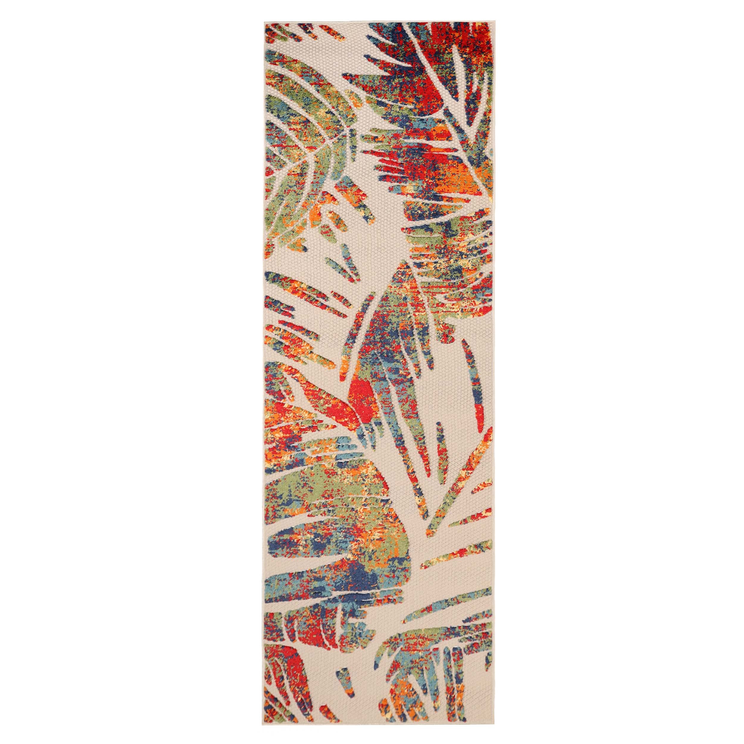 **Siesta Botanical Leaves Modern Indoor/Outdoor Area Rug or Runner Rug – Boho Chic Home Decor for Living Room, Bedroom, Patio & Entryway**