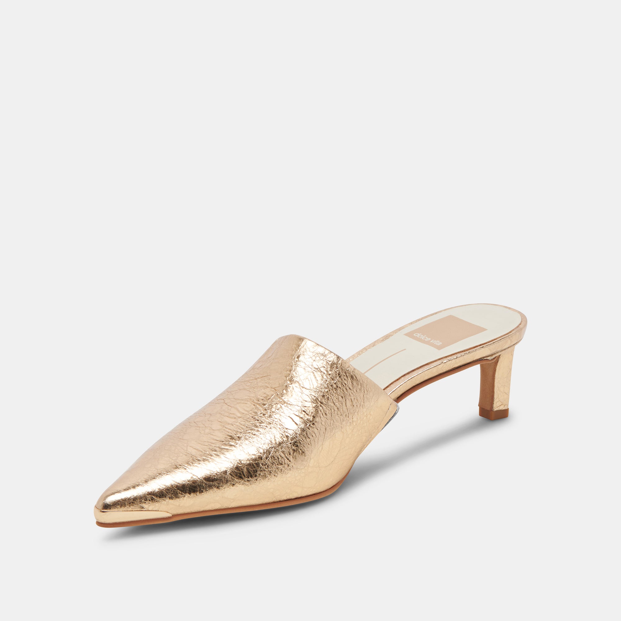 LEXY Women's Gold Distressed Leather Heels - Stylish High Heels for Parties, Weddings & Evening Events