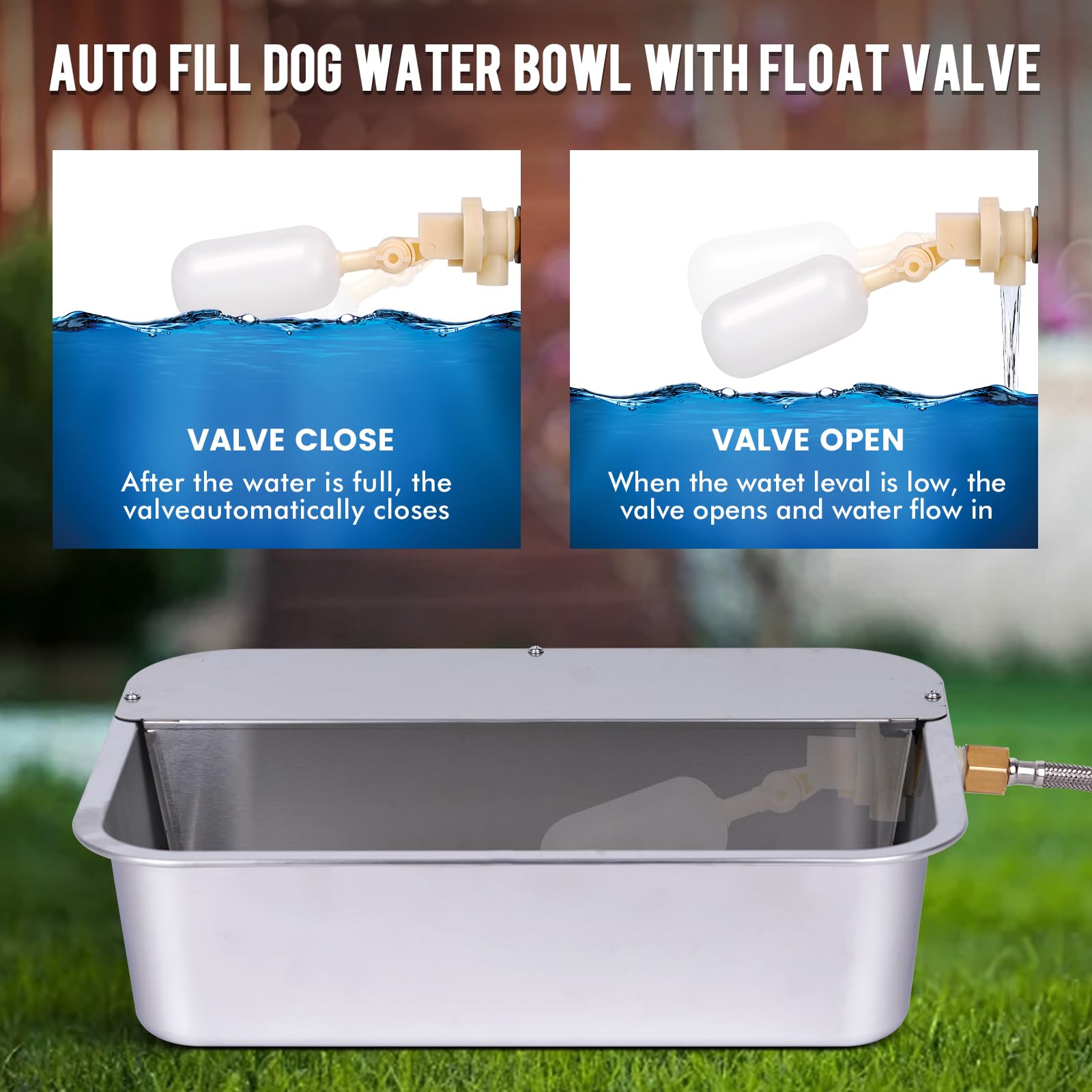 **3 Gallon Automatic Dog Water Bowl Dispenser - Stainless Steel Large Pet Waterer for Big Dogs, Cats, Livestock & Chickens (15.7