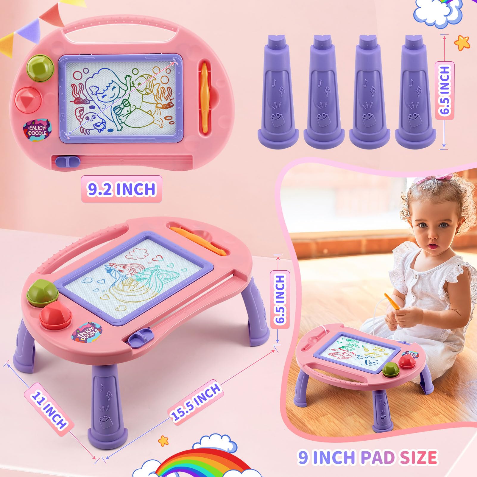**Magnetic Drawing Doodle Board for Toddlers - Educational Learning Toys for 1, 2, 3 Year Old Boys & Girls | Perfect Birthday & Easter Gift | Creative Arts & Crafts for Kids | Ideal for Home, Travel & Preschool Play**