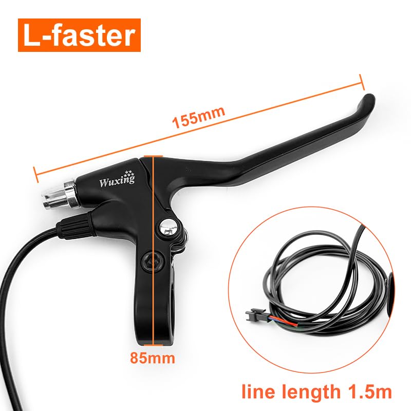 L-faster E-Bike Brake Lever Kit - Electric Bicycle Braking System with Wuxing V Brake & Disc Brake for Ebike and Scooter - Power Cut Safety Feature to Prevent Skids - Perfect for Commuting, Off-Roading and Urban Riding