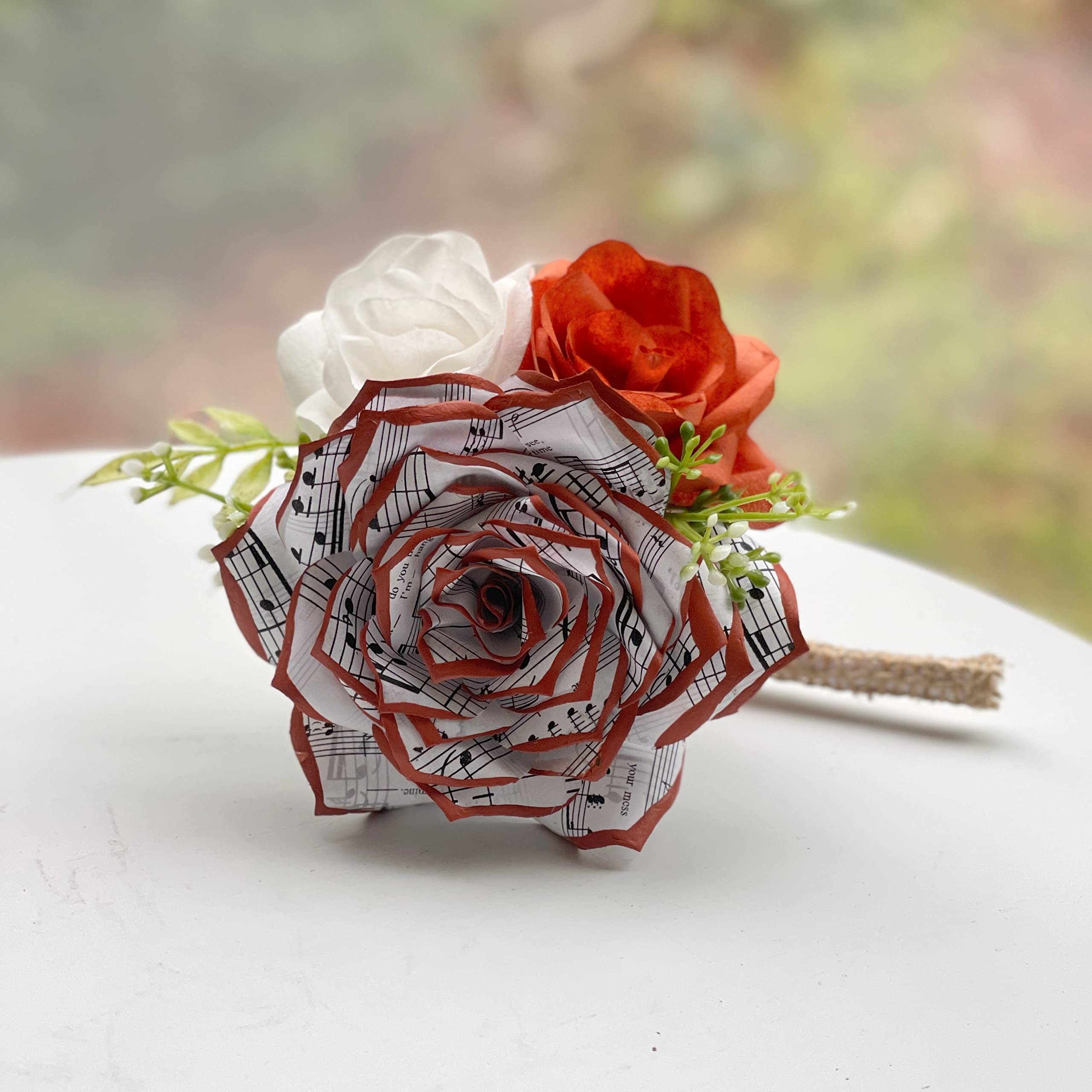 Customizable Music Note Paper Rose Boutonniere - Navy Blue & More Colors - Perfect for Weddings, Prom & Formal Events