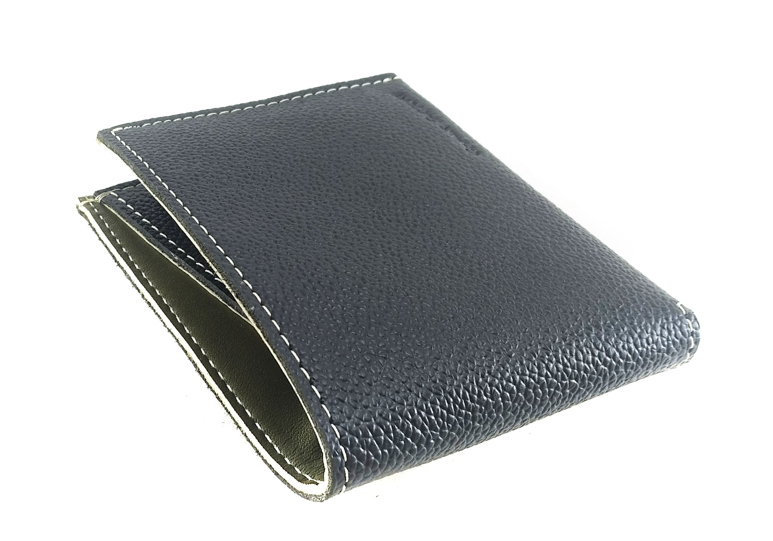Genuine Leather Minimalist Two-Tone Wallet for Men - Slim RFID Blocking Bifold Wallet (Black) - Perfect for Everyday Use, Travel & Business