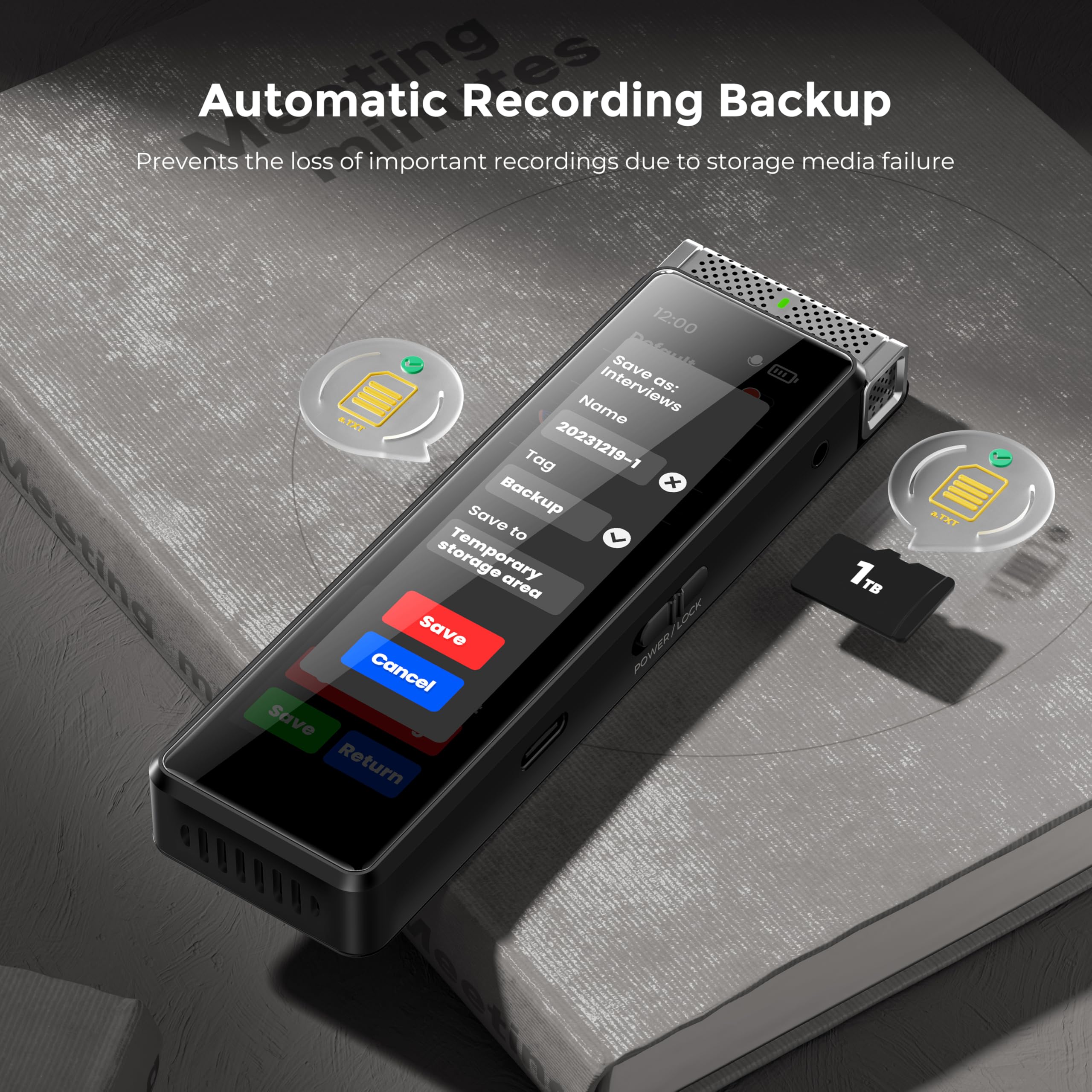 72GB Digital Voice Recorder with Playback & AI Transcription - Innioasis R1 Touchscreen Audio Recorder with Bluetooth, Voice Activation & Built-in Mic | Perfect for Lectures, Meetings & Interviews (Silver)