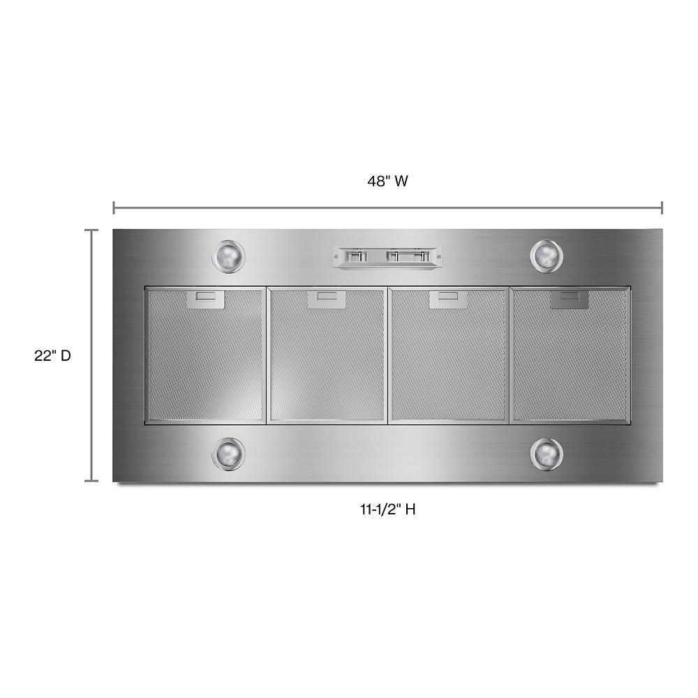 Amana UVL6048JSS 48-Inch Range Hood Liner - 585 or 1170 CFM Powerful Motor - Custom Fit for Kitchen Ventilation - Perfect for Home Cooking & Commercial Kitchens