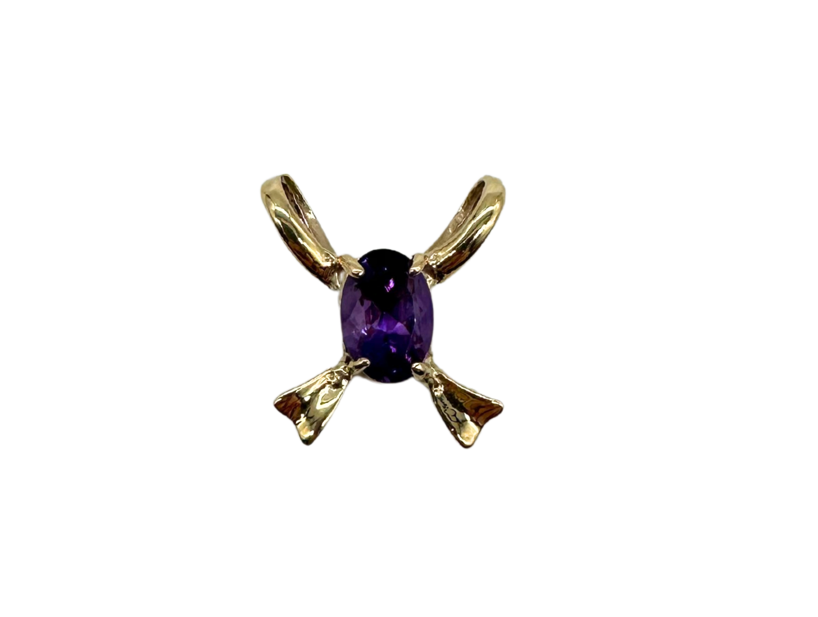 14K Yellow Gold Amethyst Ribbon Slide Pendant Necklace - 3.1g Dainty Jewelry for Women, Gift for Her, Birthday, Anniversary, Valentine's Day