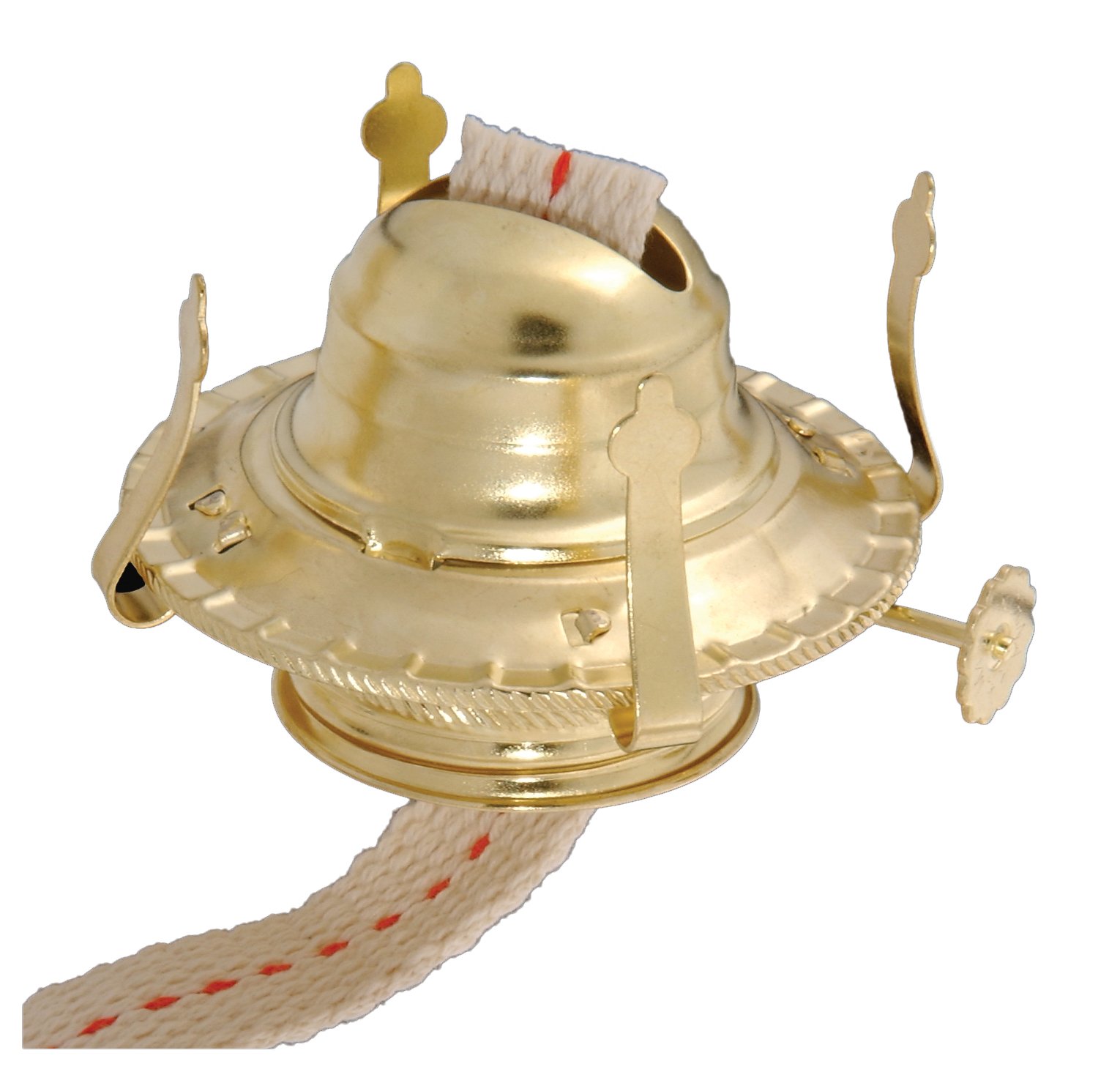B&P Brass Plated Oil and Kerosene Lamp Burner #2 Size with Reduction Collar & Cotton Wick - Compatible with Vintage Oil Lamps, Fits 3 Inch Base Chimney - Perfect for Home Decor, Emergency Lighting, and Outdoor Camping