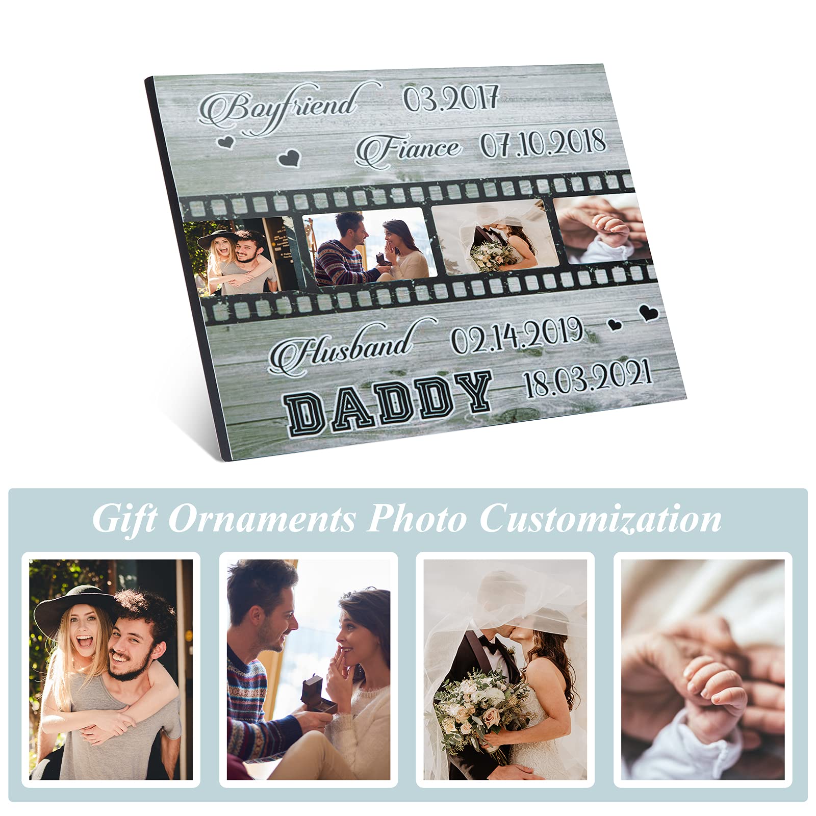 Personalized Father's Day Picture Frame - Custom Engraved Photo Gift for Dad, Husband, Boyfriend & Fiance - 9.84