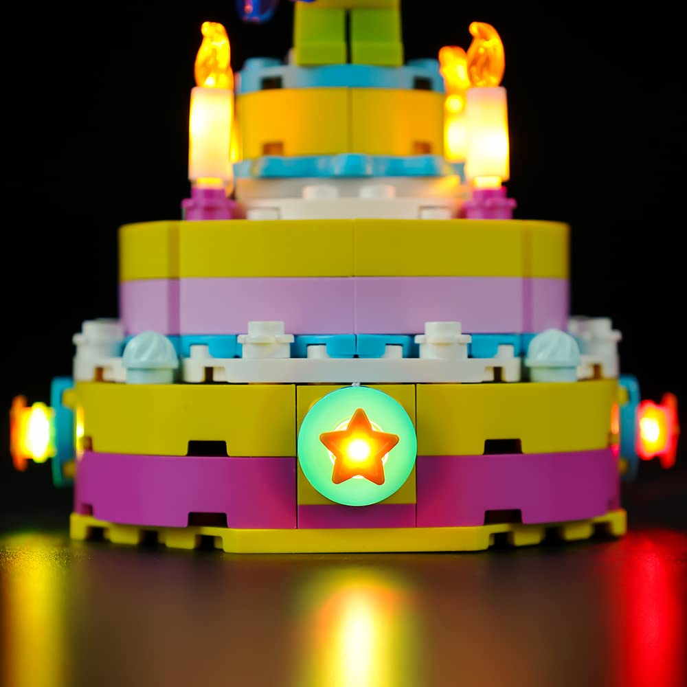 Kyglaring LED Lighting Kit for Lego 40382 Birthday Cake Building Set - Sound Version | Compatible with Lego Birthday Party Decorations | Perfect for DIY Lego Cake Illumination & Party Room Lighting