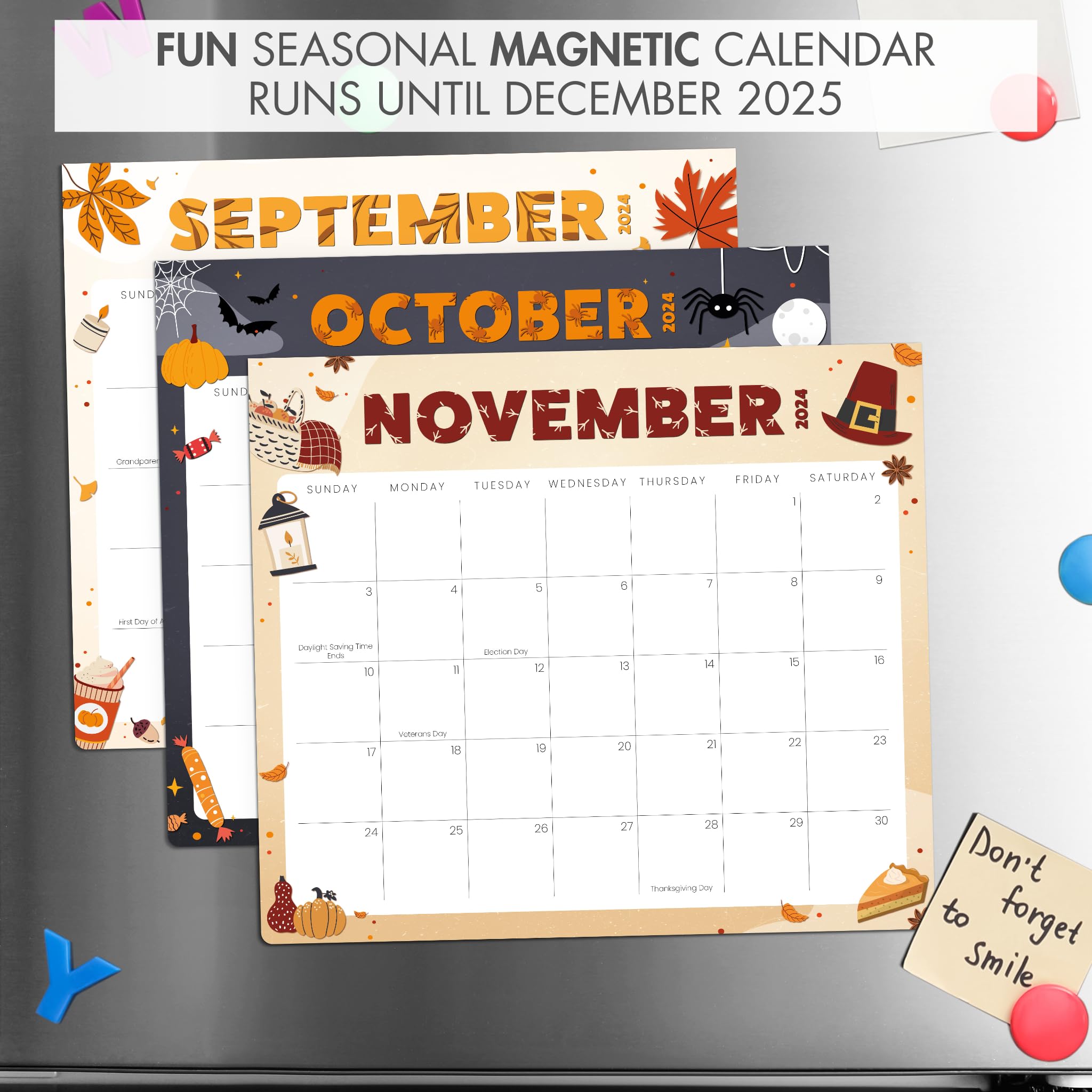 2025 Magnetic Refrigerator Calendar - 18-Month Planner Until December 2025 - Seasonal Designs for Home & Office Organization | Perfect for Kitchen, Dorm, Office & Gift Giving