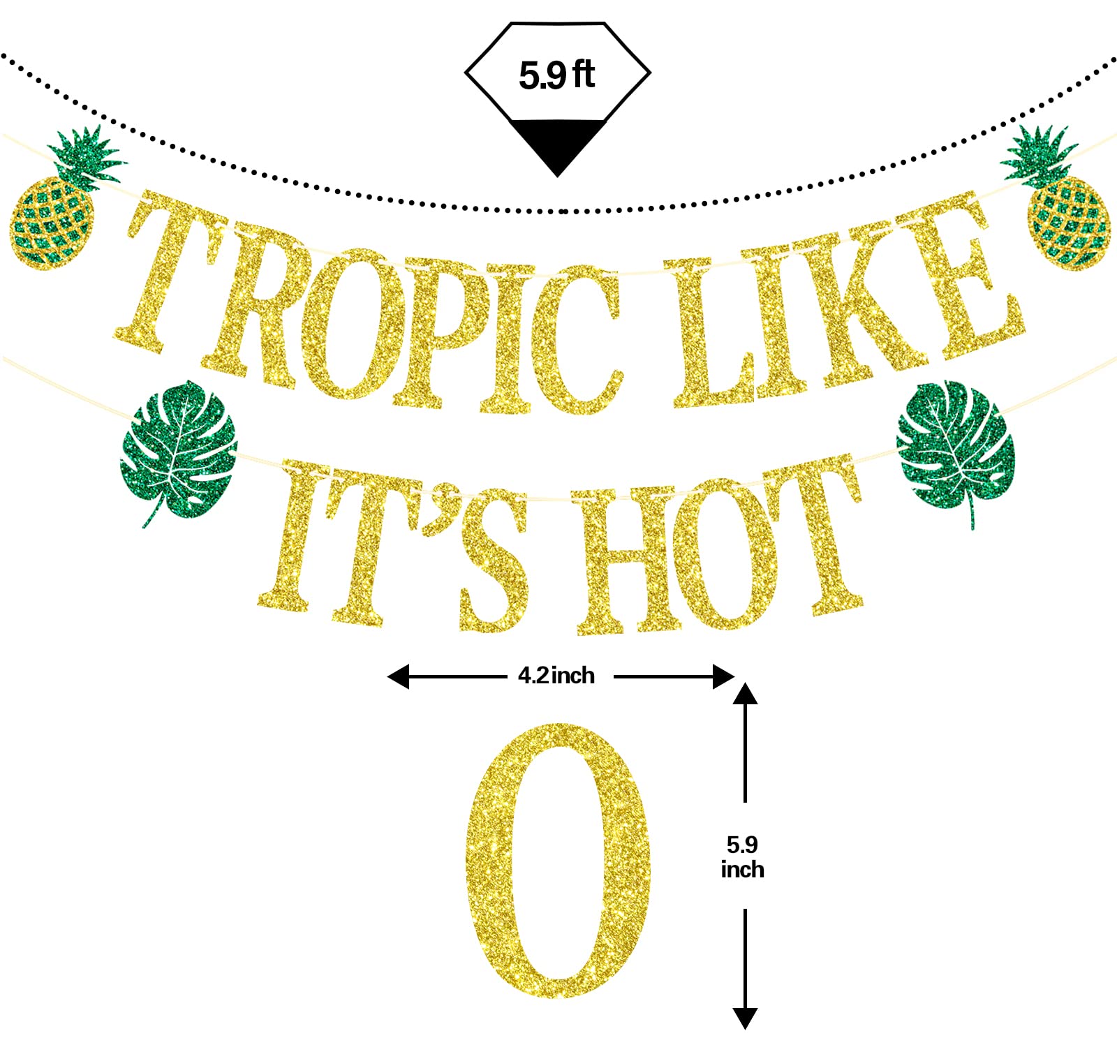 Tropic Like It's Hot Banner - Gold Glitter Hawaiian Luau Party Decorations for Tropical Bachelorette & Beach Bach Parties | Perfect for Summer BBQs, Pool Parties & Island-Themed Events