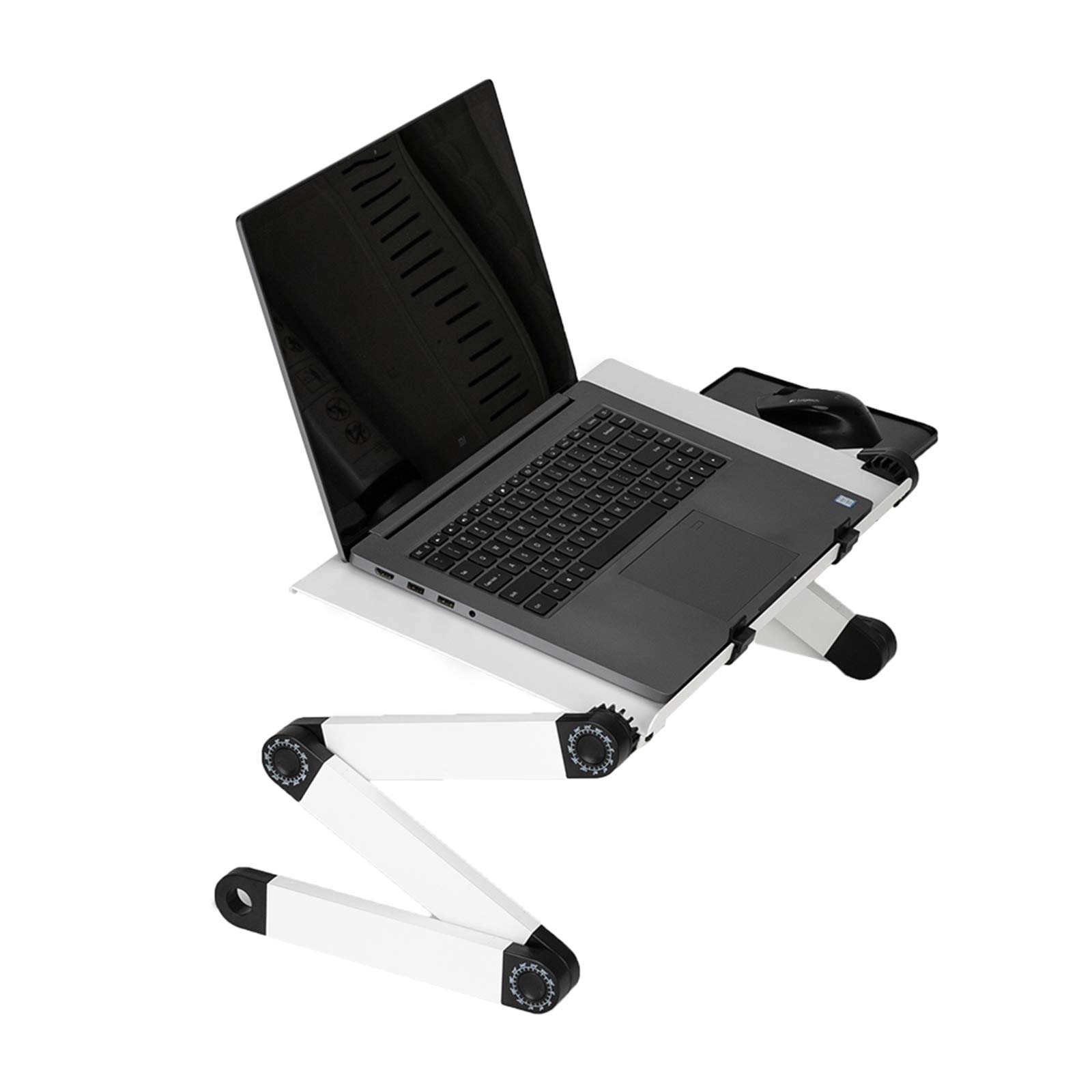 Adjustable Laptop Stand with Mouse Pad - Portable Foldable Lap Desk, Ergonomic Computer Tray for Home Office & Bed - White | Perfect for Working, Studying & Watching Movies in Bed or on Couch