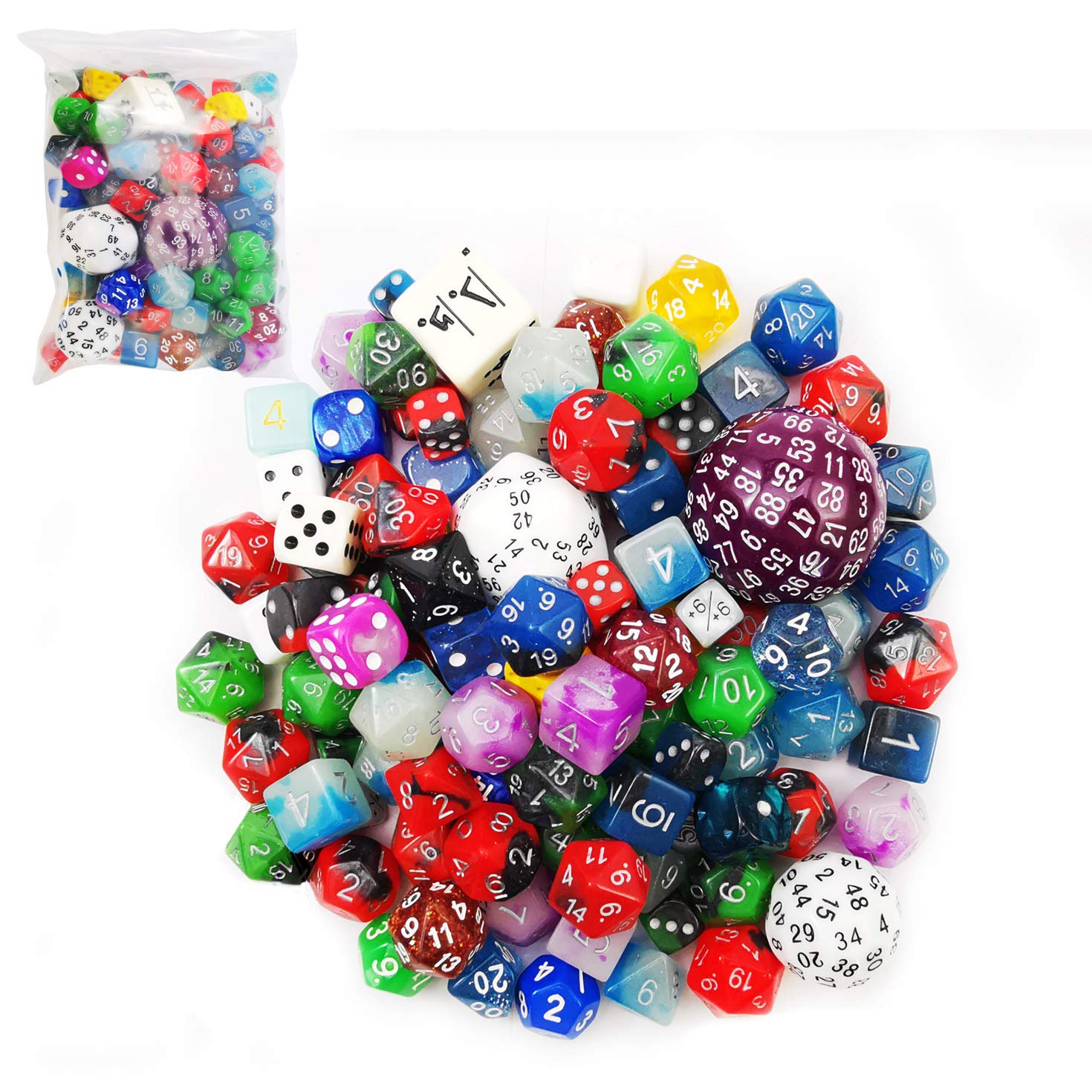 Bescon Big Better Rejects Dice Pack 100+ - Premium Second Dice Set 100pcs for Tabletop RPG Games, Board Games & Casino Night
