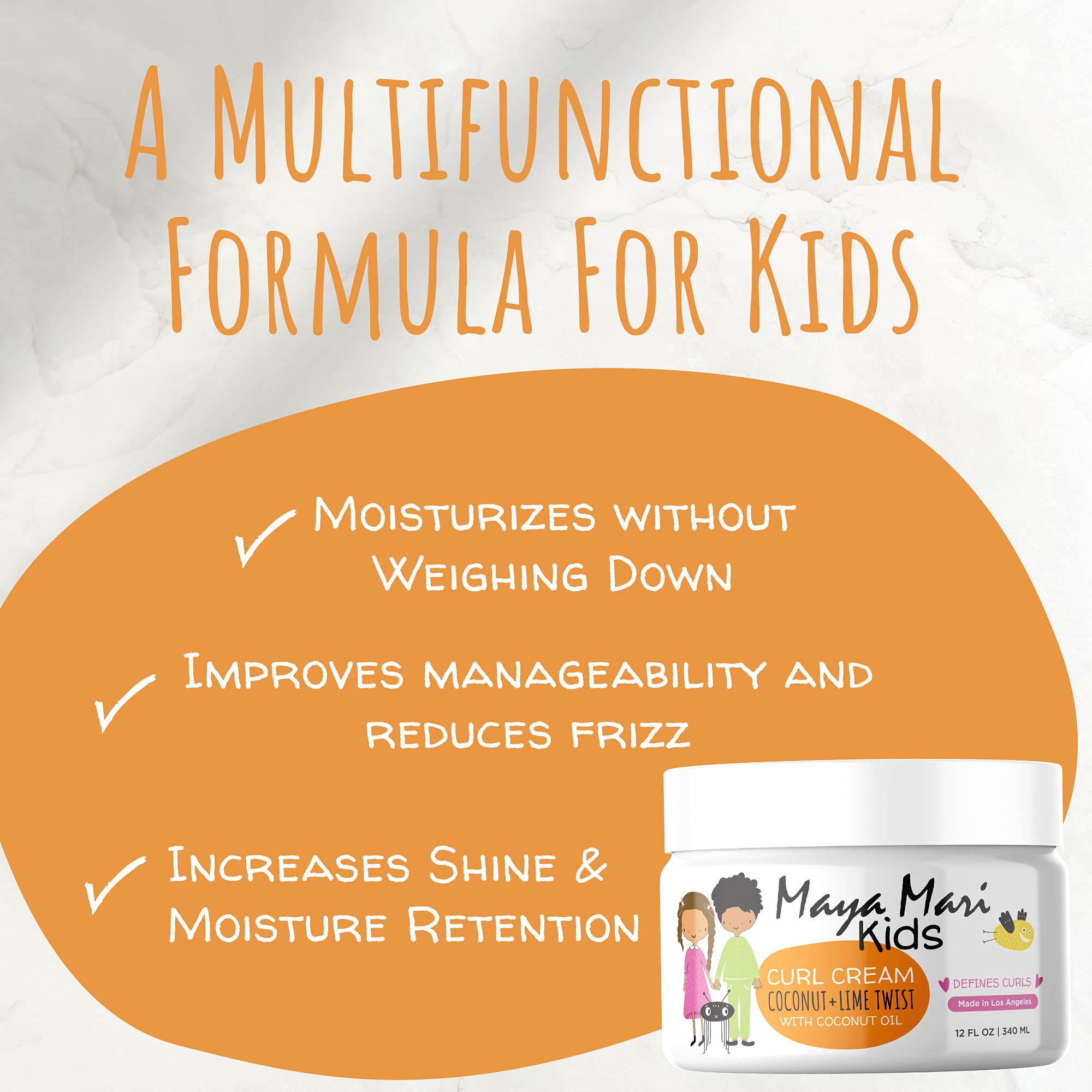 Kids Leave-In Conditioner & Curl Cream Set | Sulfate-Free Detangler & Smoothing Treatment for Curly Hair | USA-Made, Cruelty-Free Hair Care for Toddlers & Children | Perfect for Daily Hair Routine & Special Occasions