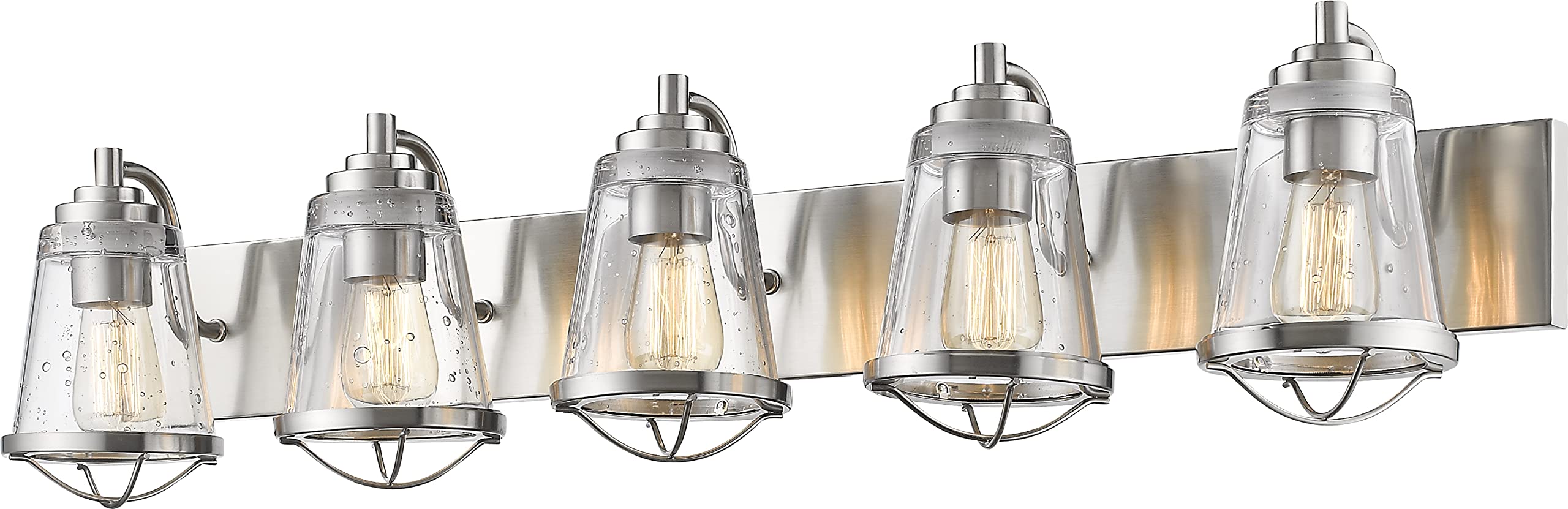 Z-Lite 444-5V-BN 5-Light Bathroom Vanity Light Fixture in Brushed Nickel Finish - Perfect for Modern Bathroom, Powder Room, and Dressing Area Lighting